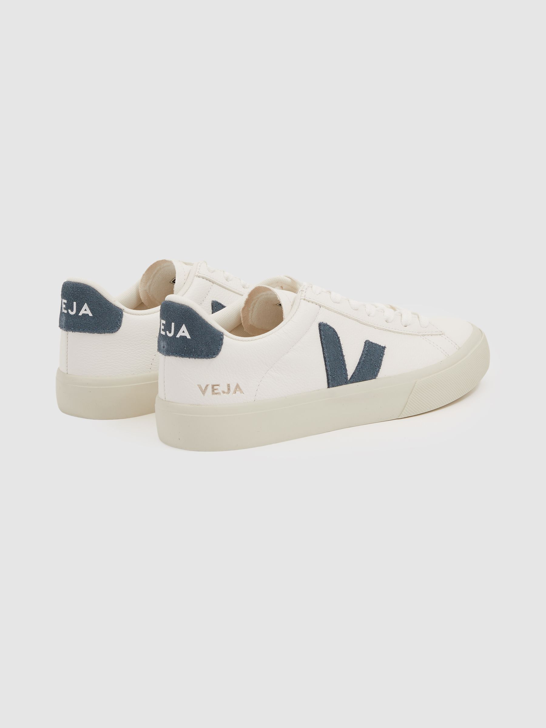 Veja Leather Suede Logo Trainers in Blue/White - Image 4 of 4
