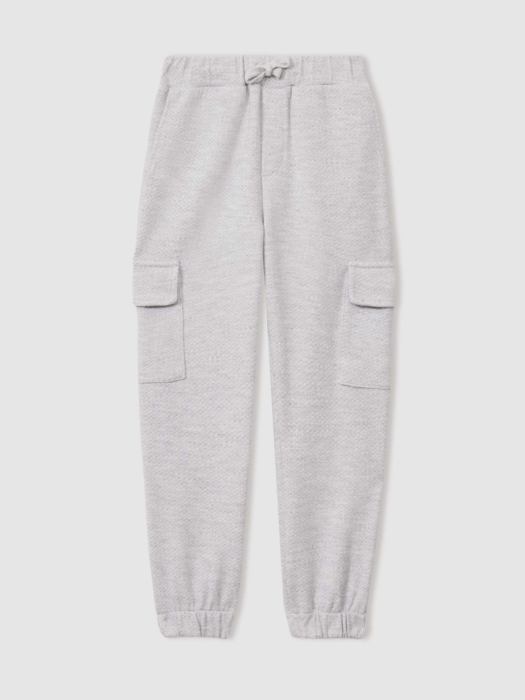 13-14 yrs Textured Cotton Blend Drawstring Joggers in Grey - Image 1 of 4