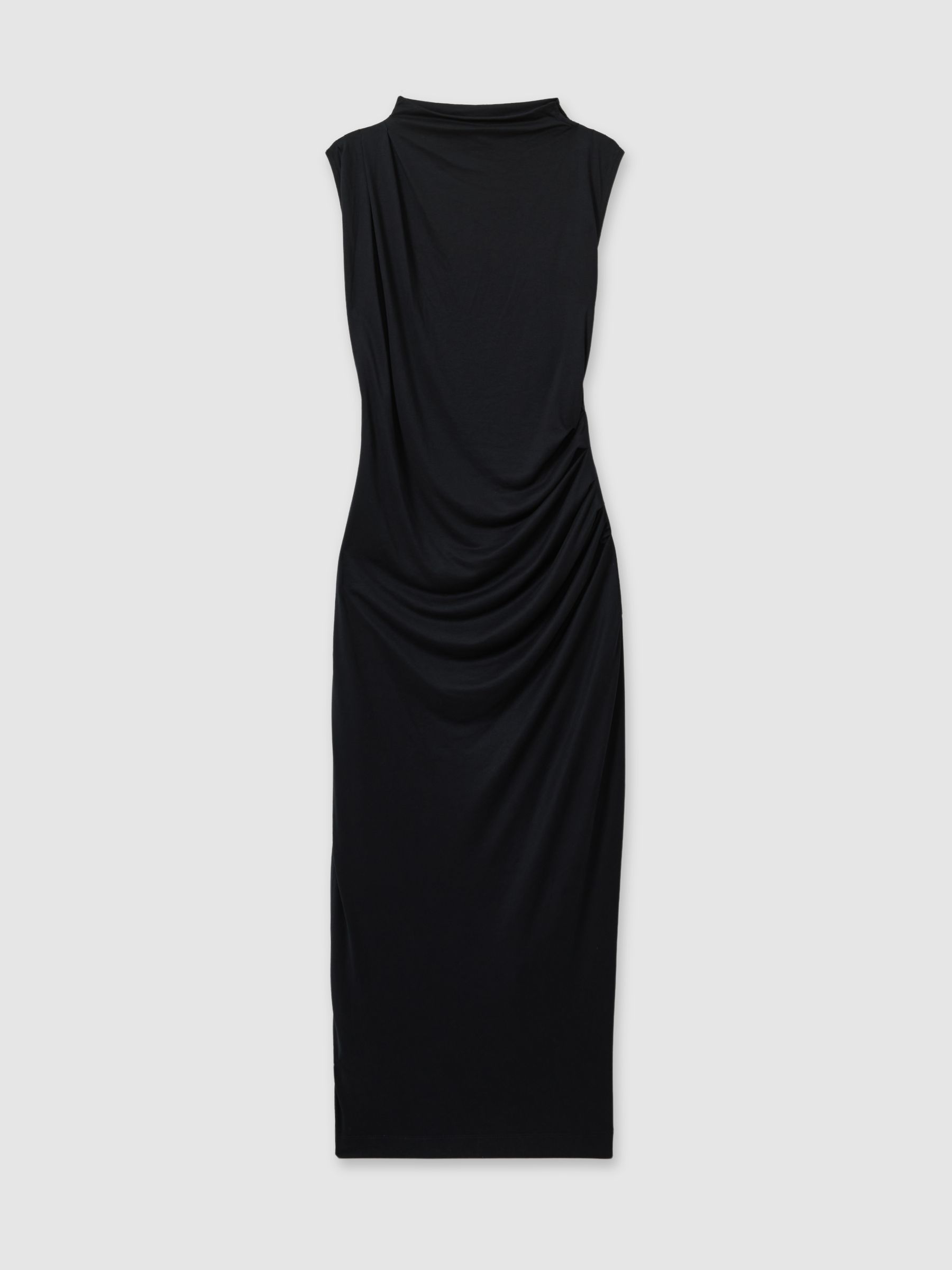 Modal Blend Ruched Midi Dress in Charcoal - Image 2 of 5