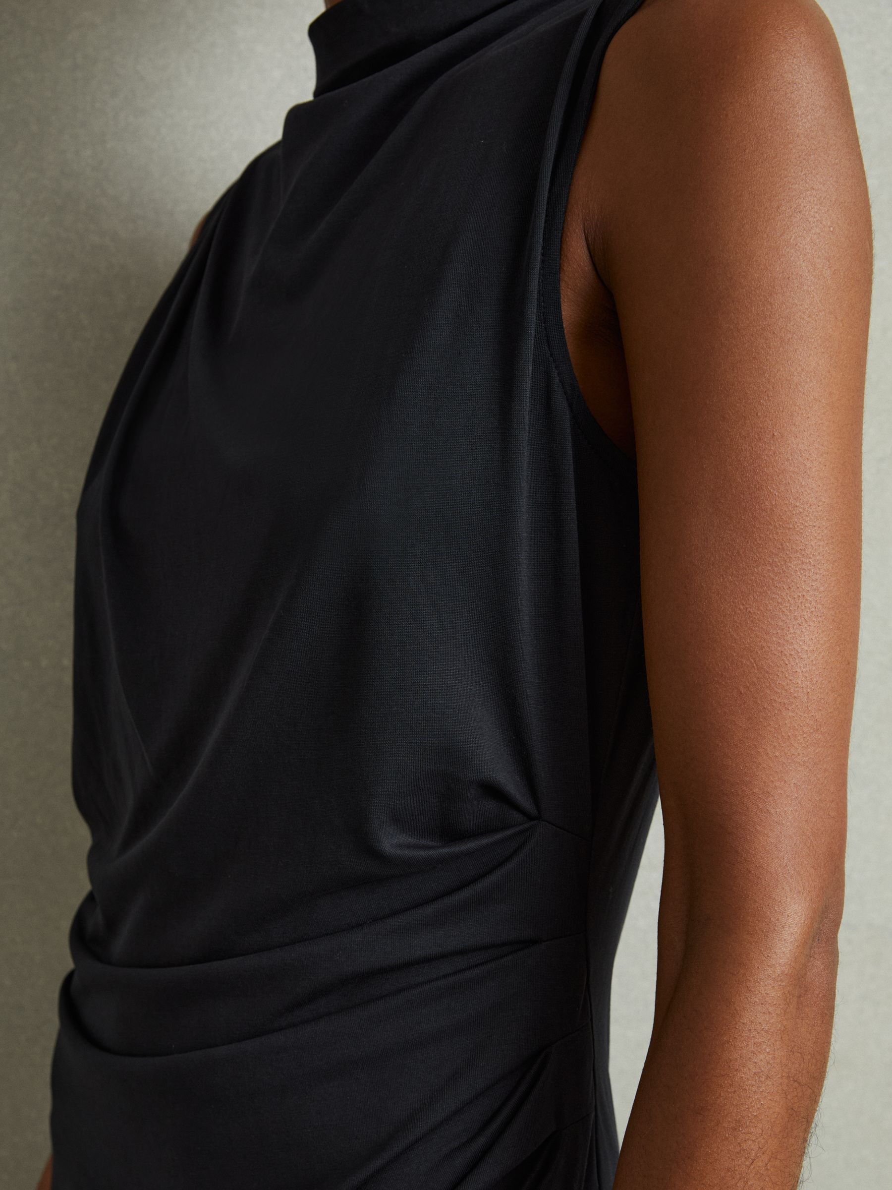 Modal Blend Ruched Midi Dress in Charcoal - Image 3 of 5