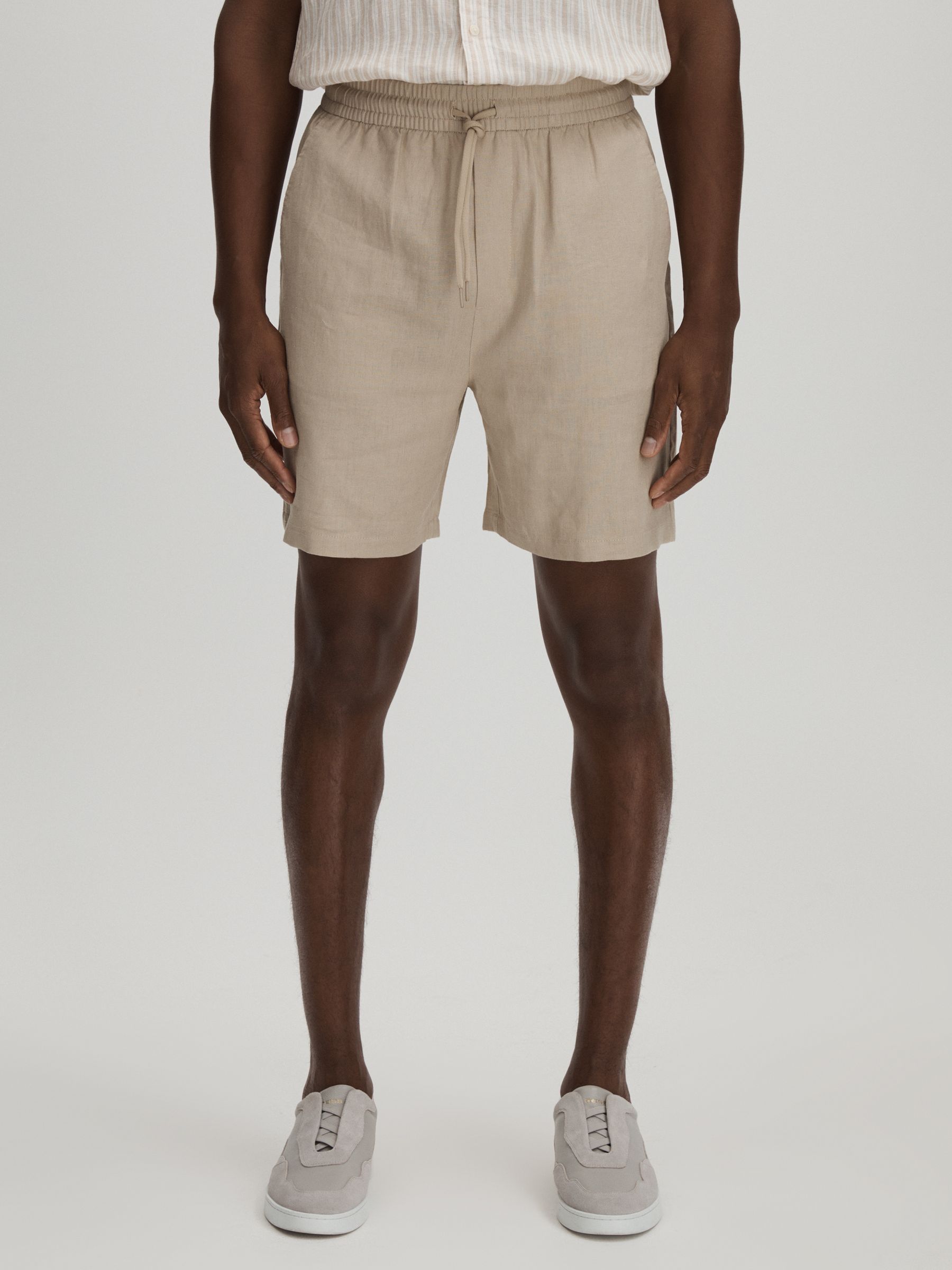 Otto Linen Sand Les Deux Linen Blend Drawstring Shorts - Image 1 of 6 Otto Linen Sand Les Deux Linen Blend Drawstring Shorts - Image 1 of 6