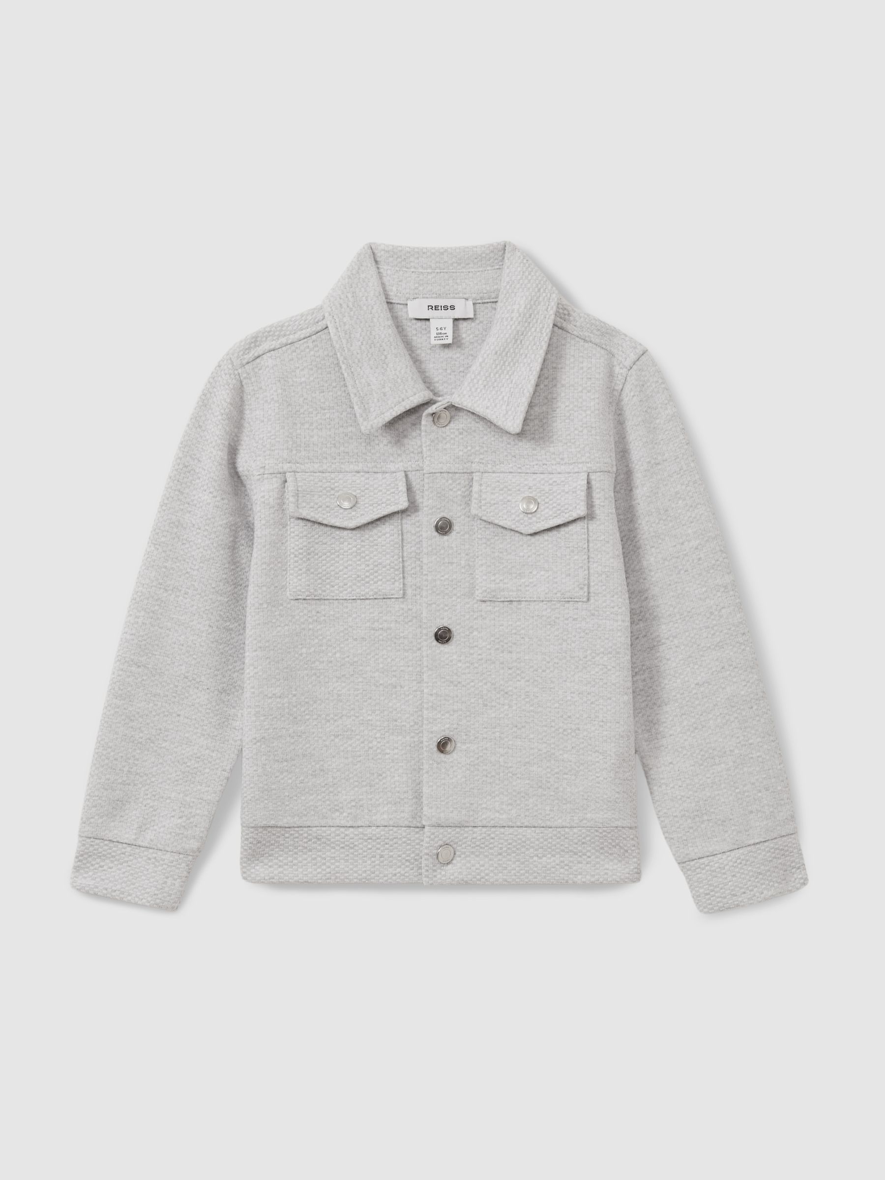9-13 yrs Textured Cotton Blend Jacket in Grey Melange - Image 2 of 4