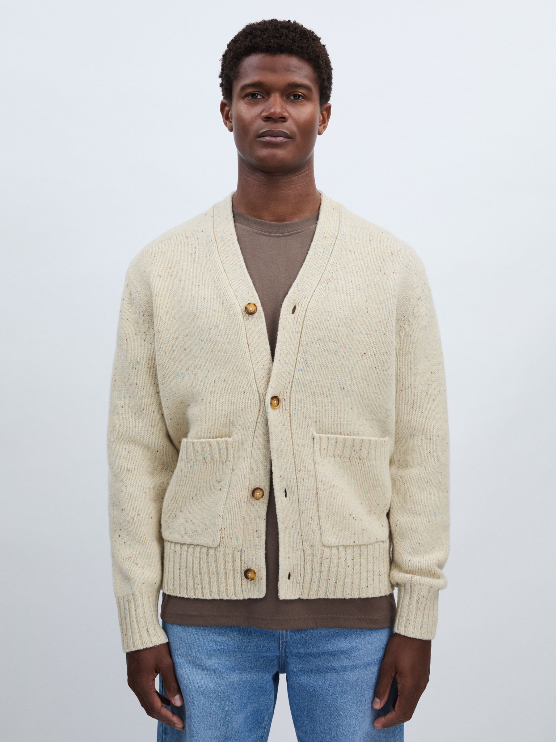 Les Deux Wool-Blend Flecked Cardigan in Sand - Image 3 of 6