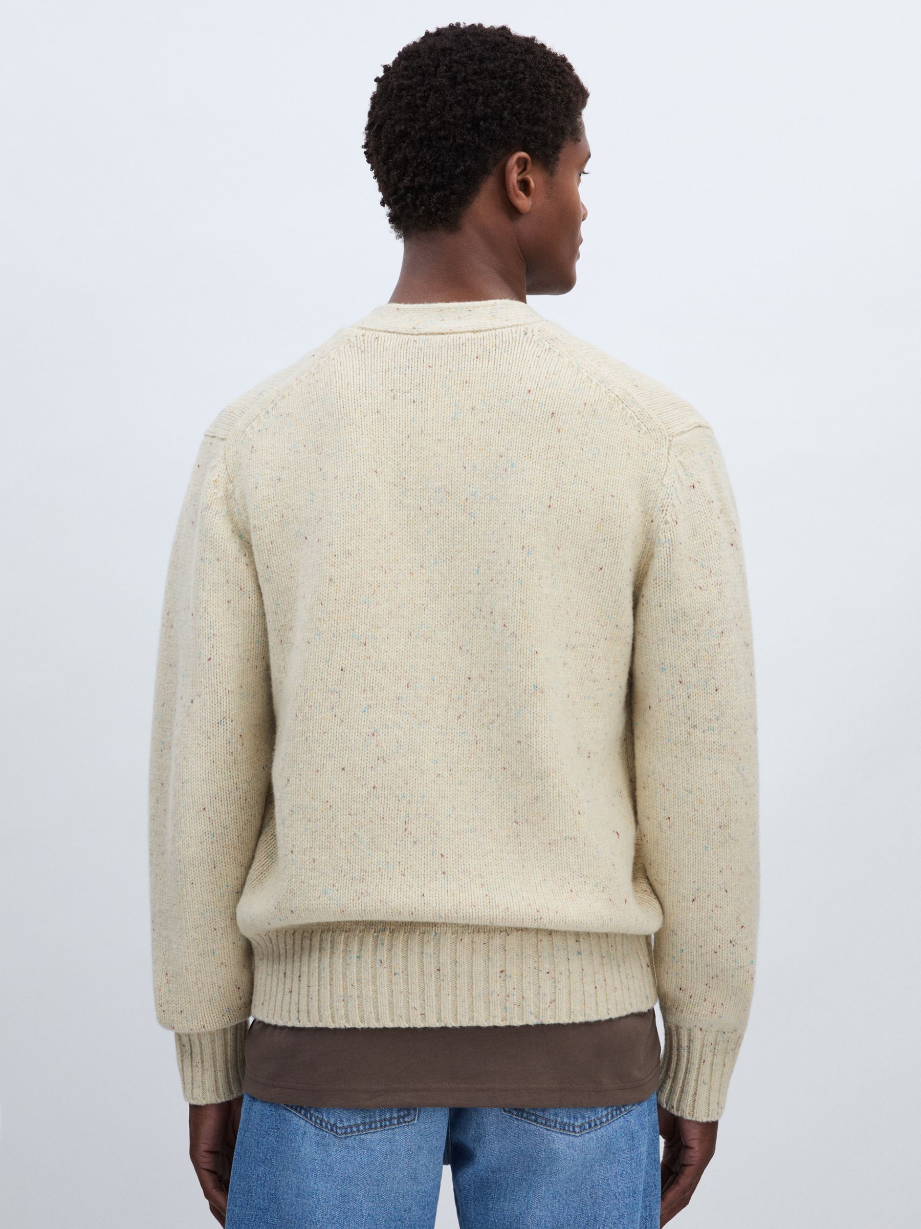 Les Deux Wool-Blend Flecked Cardigan in Sand - Image 5 of 6
