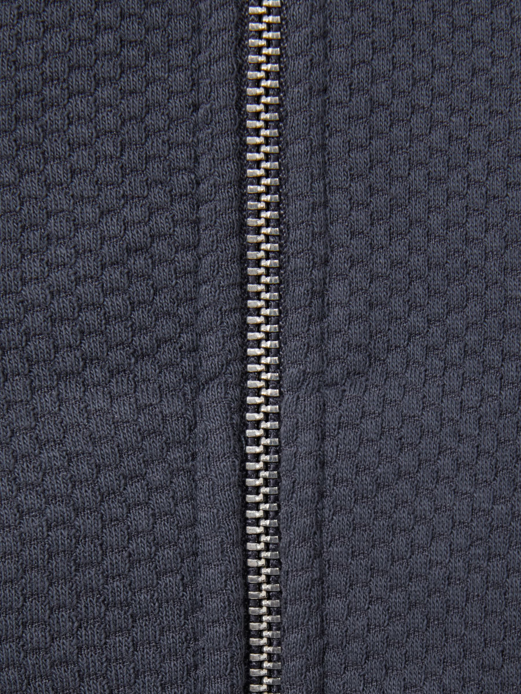 13-14 yrs Cotton Blend Textured Zip-Front Hoodie in Steel Blue - Image 4 of 4