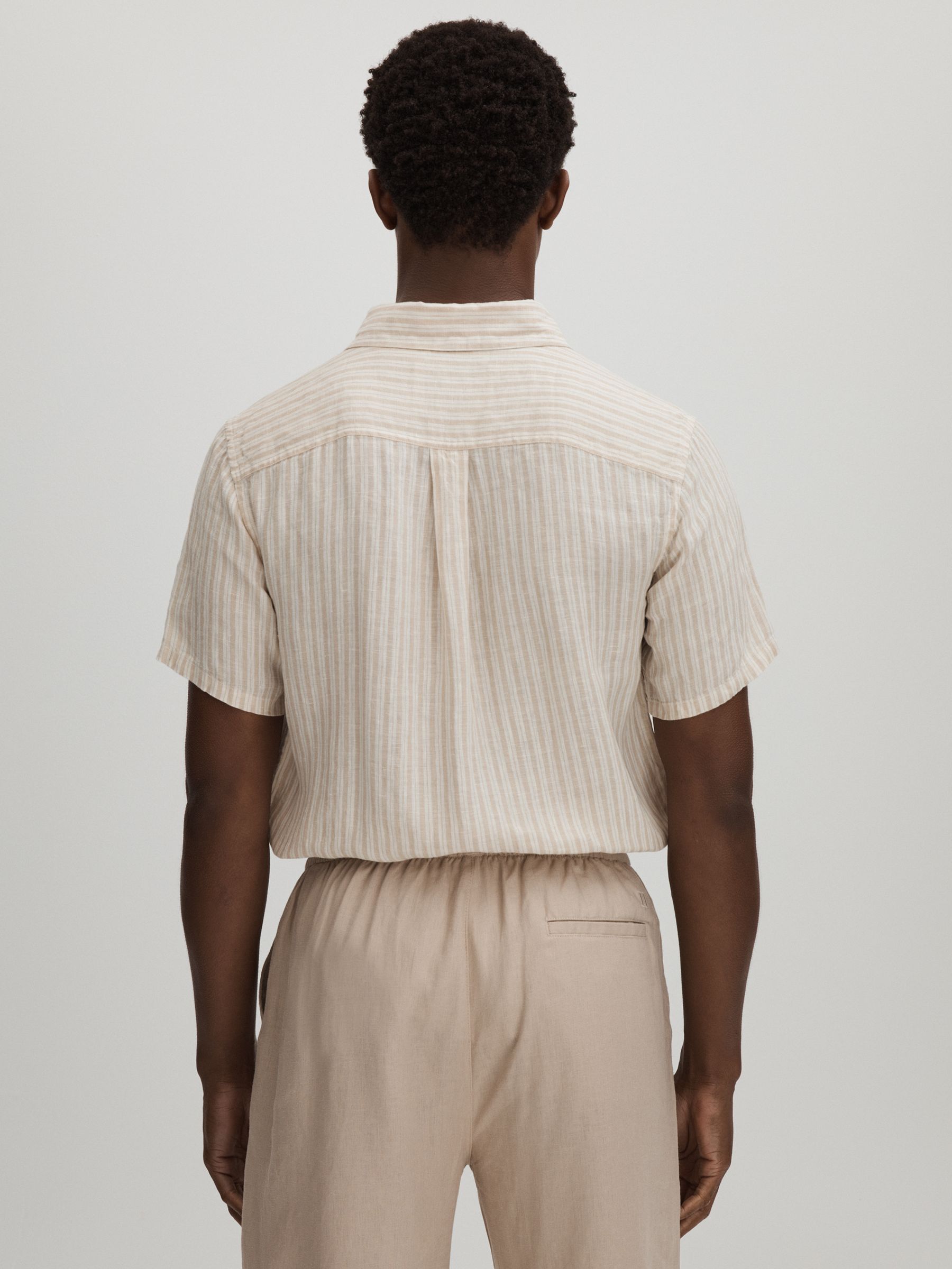 Les Deux Light Green Linen Oxford Shirt in Sand/Ivory - Image 5 of 6