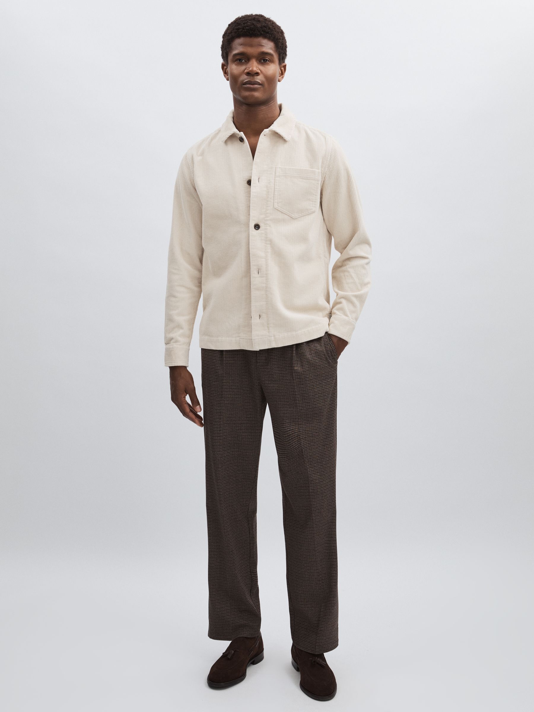 Les Deux Cotton Corduroy Overshirt in Ivory - Image 1 of 7