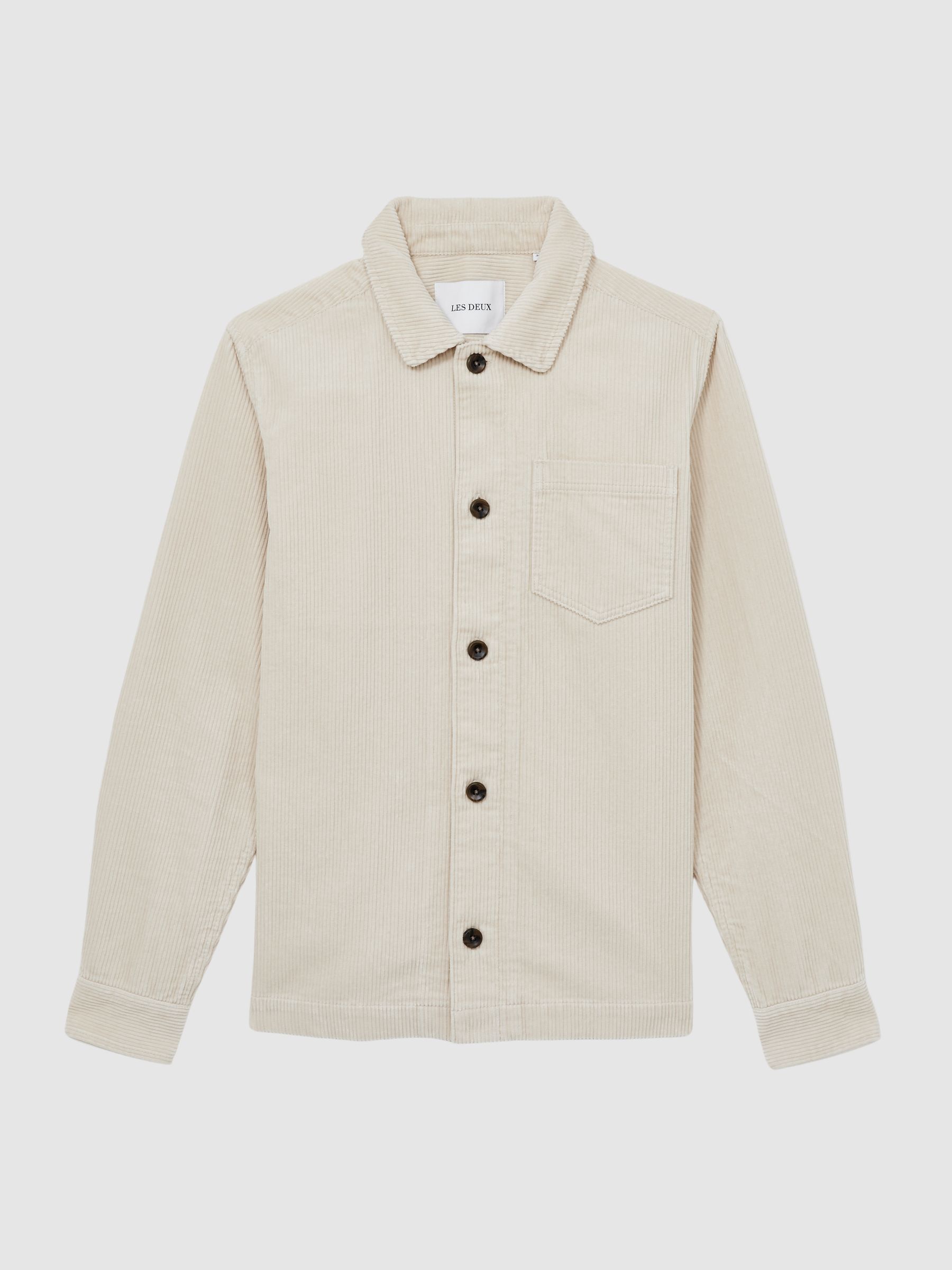 Les Deux Cotton Corduroy Overshirt in Ivory - Image 2 of 7