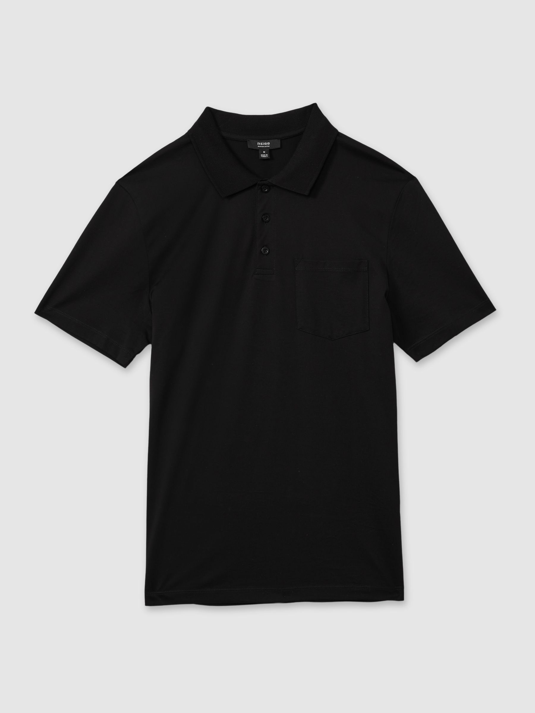 Mercerised Cotton Polo Shirt in Black - Image 2 of 5