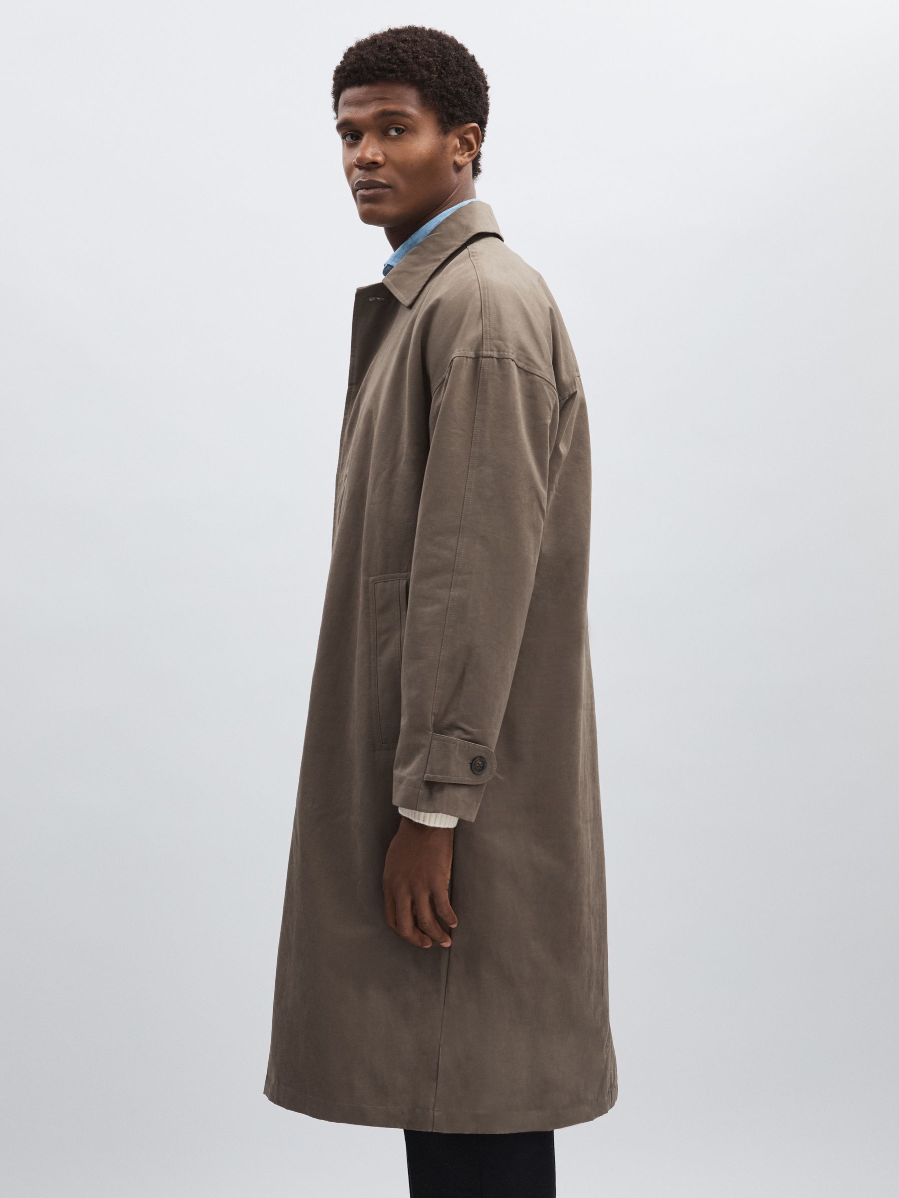 Canvas Single Breasted Coat in Soft Brown - Image 3 of 7