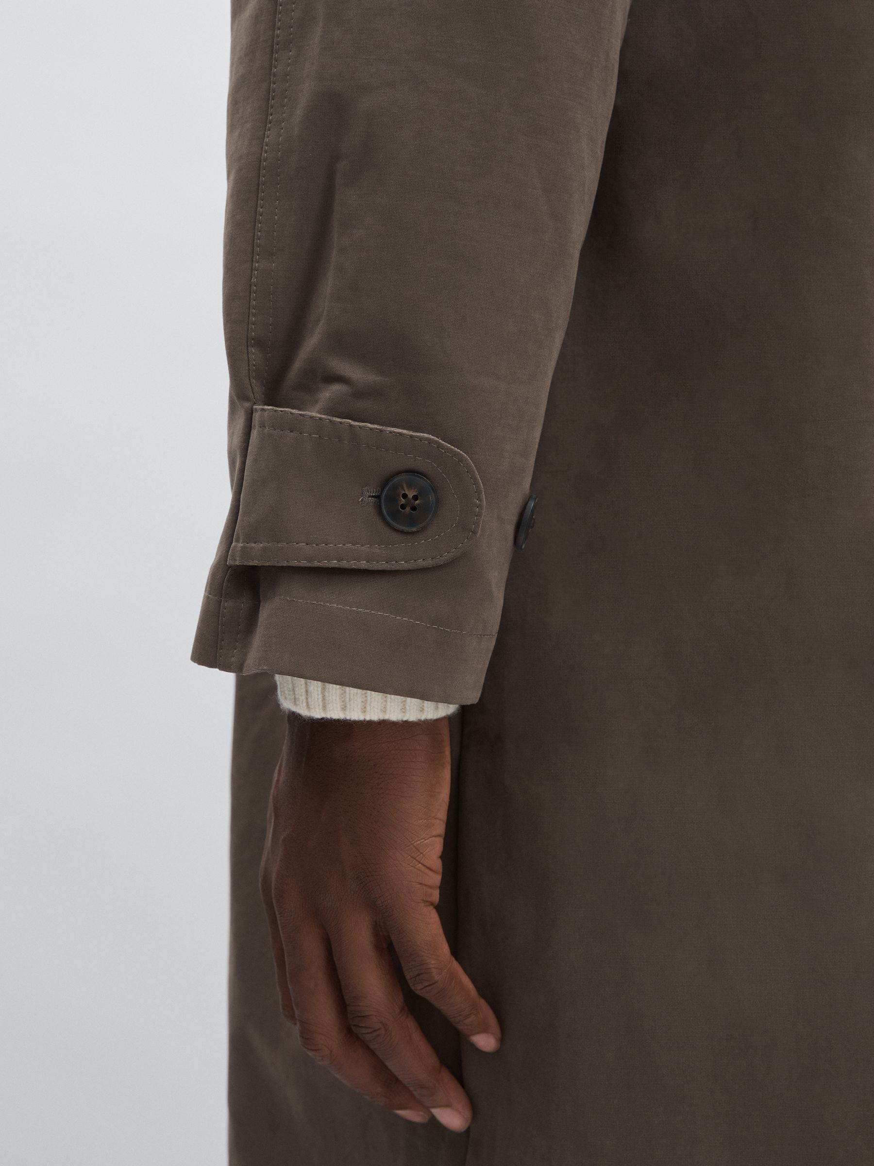 Canvas Single Breasted Coat in Soft Brown - Image 4 of 7