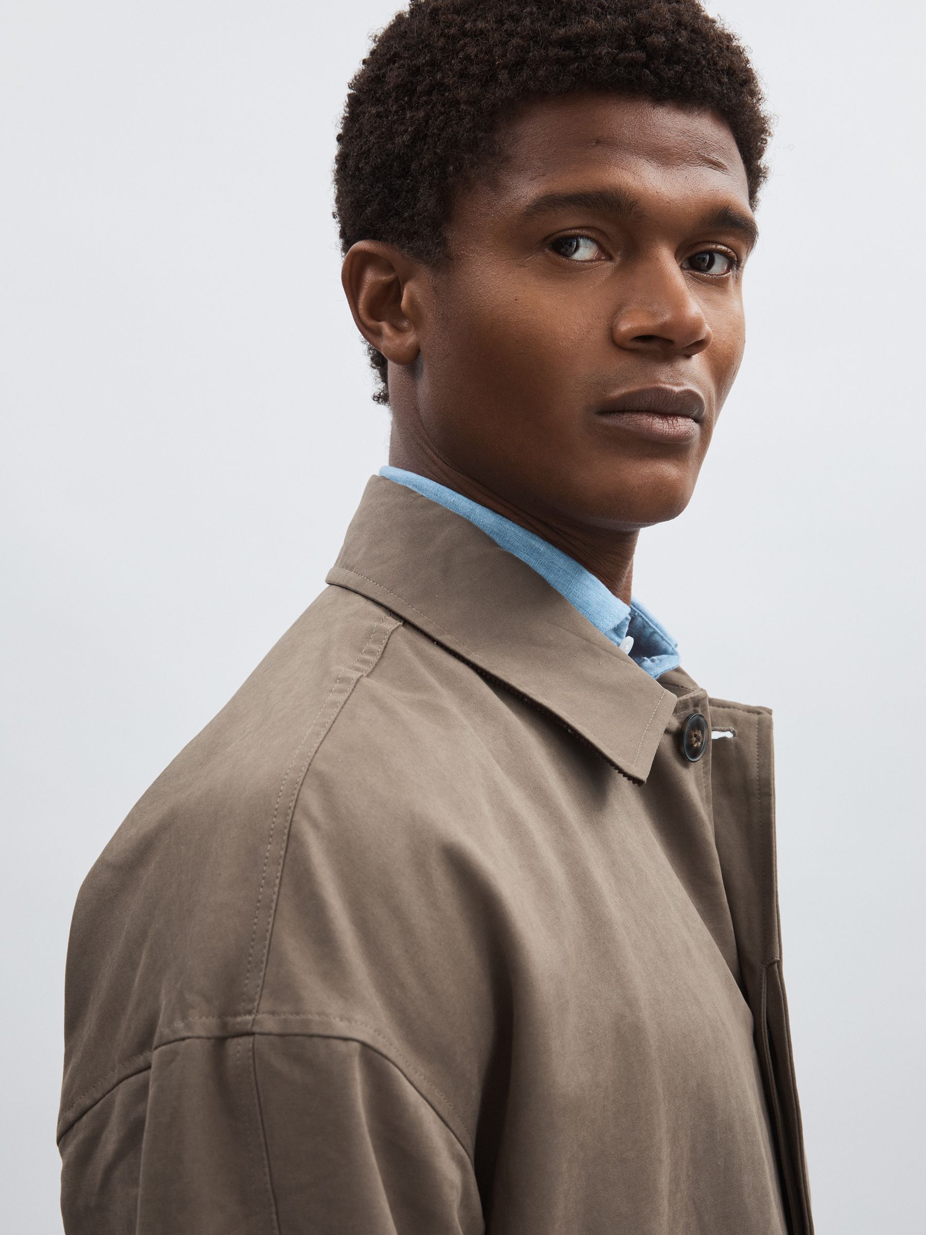 Canvas Single Breasted Coat in Soft Brown - Image 6 of 7