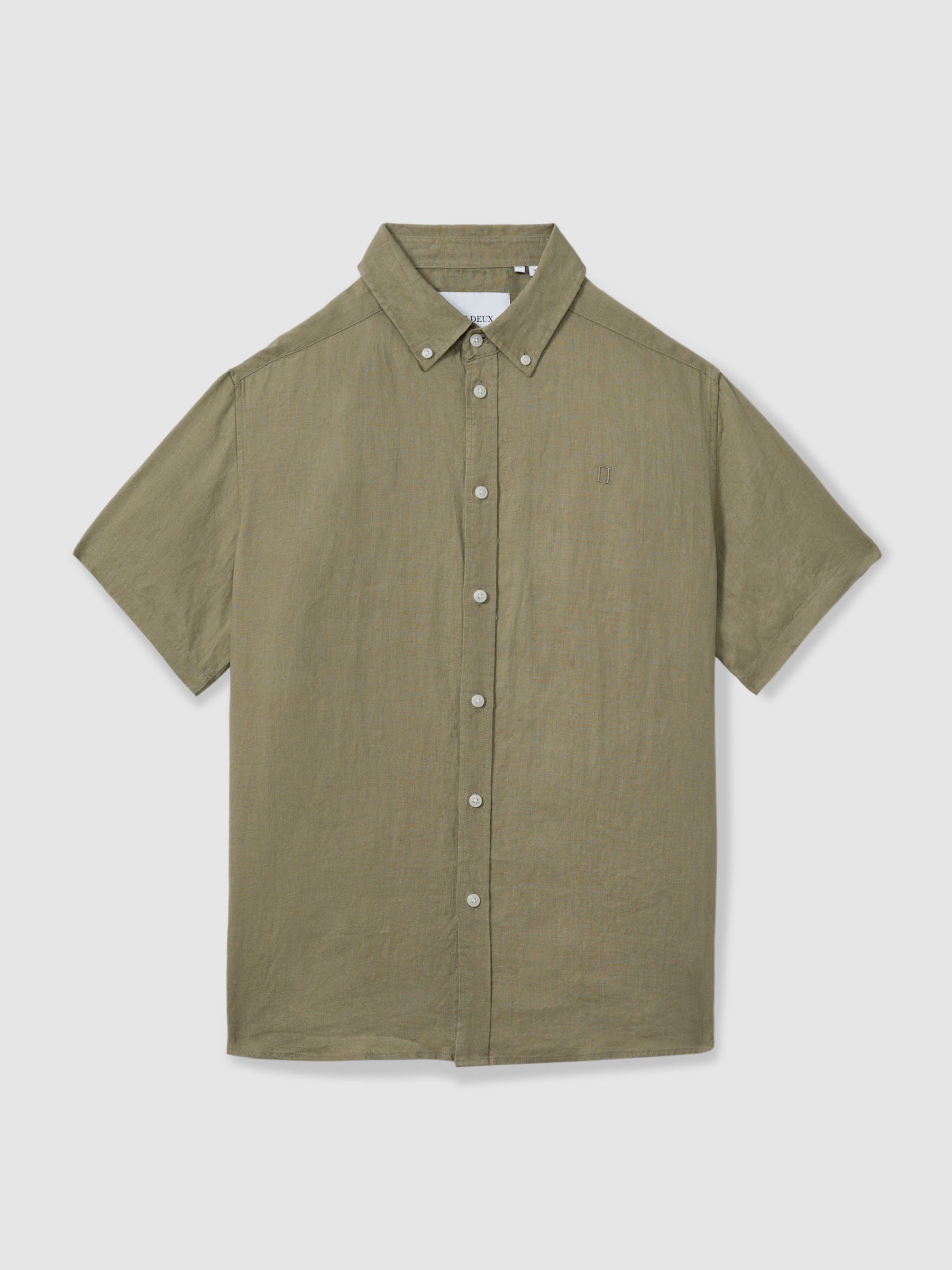 Les Deux Linen Oxford Shirt in Light Green - Image 2 of 6