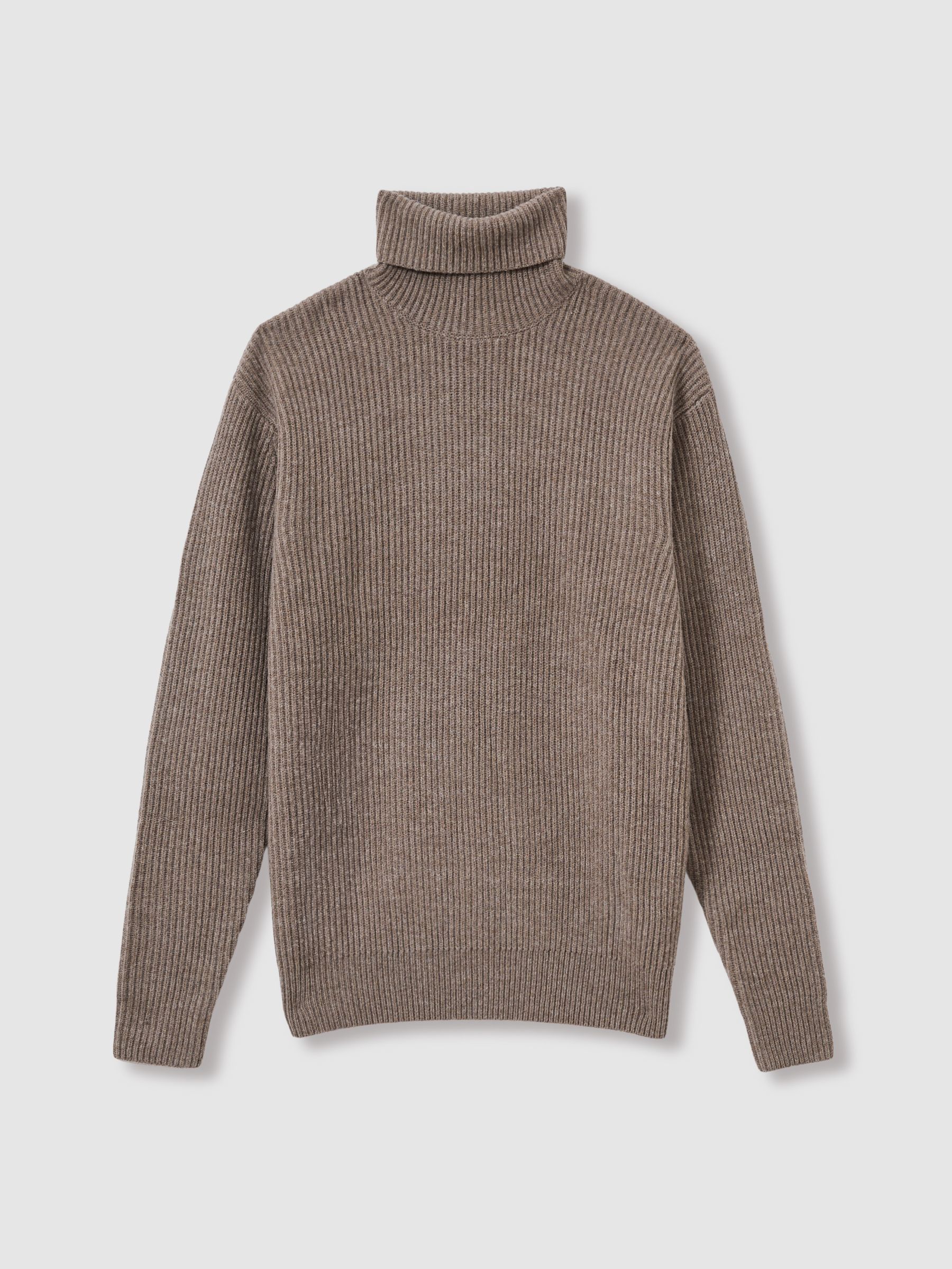 Les Deux Merino-Wool Ribbed Roll-Neck Jumper in Grey Melange - Image 2 of 7