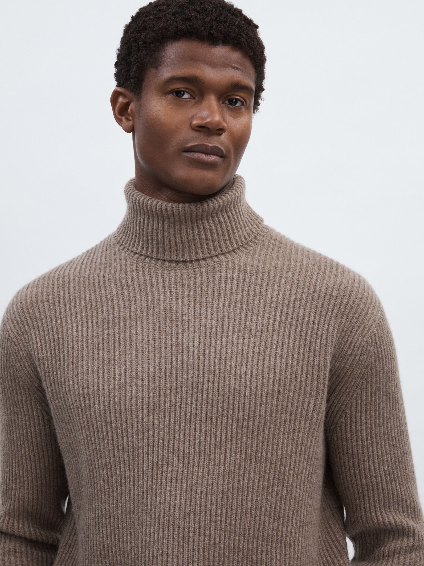 Les Deux Merino-Wool Ribbed Roll-Neck Jumper in Grey Melange - Image 4 of 7