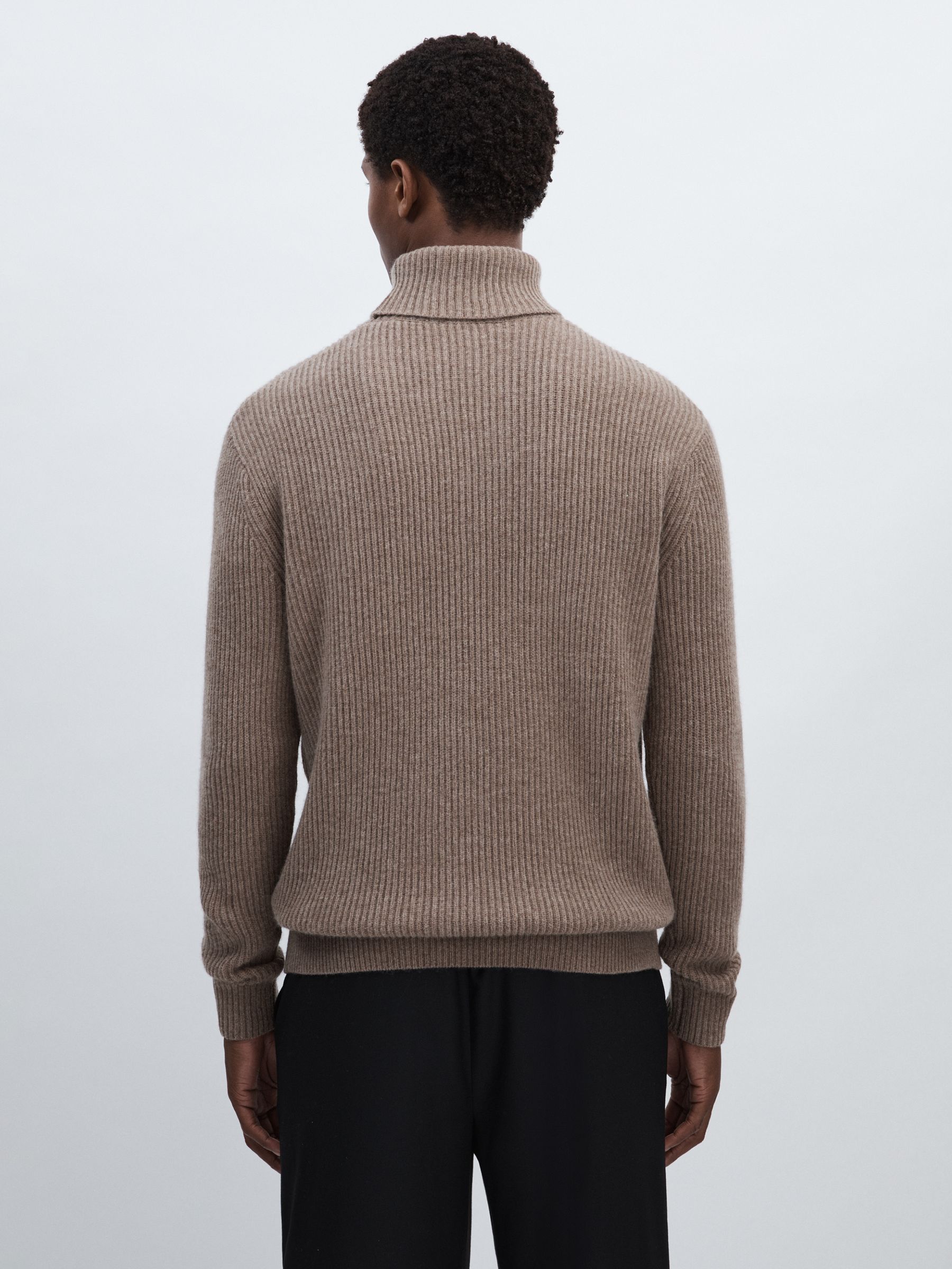 Les Deux Merino-Wool Ribbed Roll-Neck Jumper in Grey Melange - Image 5 of 7