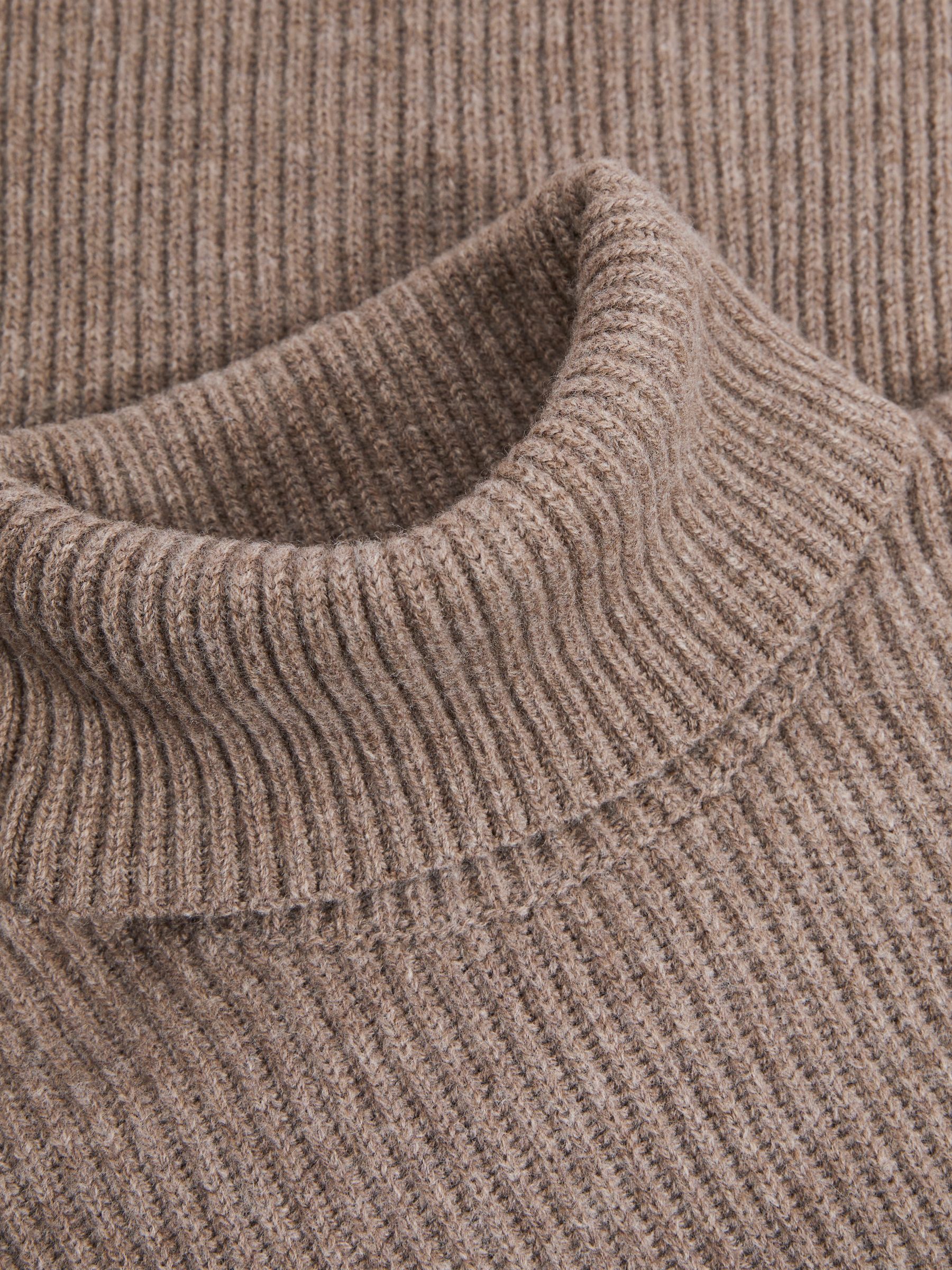 Les Deux Merino-Wool Ribbed Roll-Neck Jumper in Grey Melange - Image 6 of 7