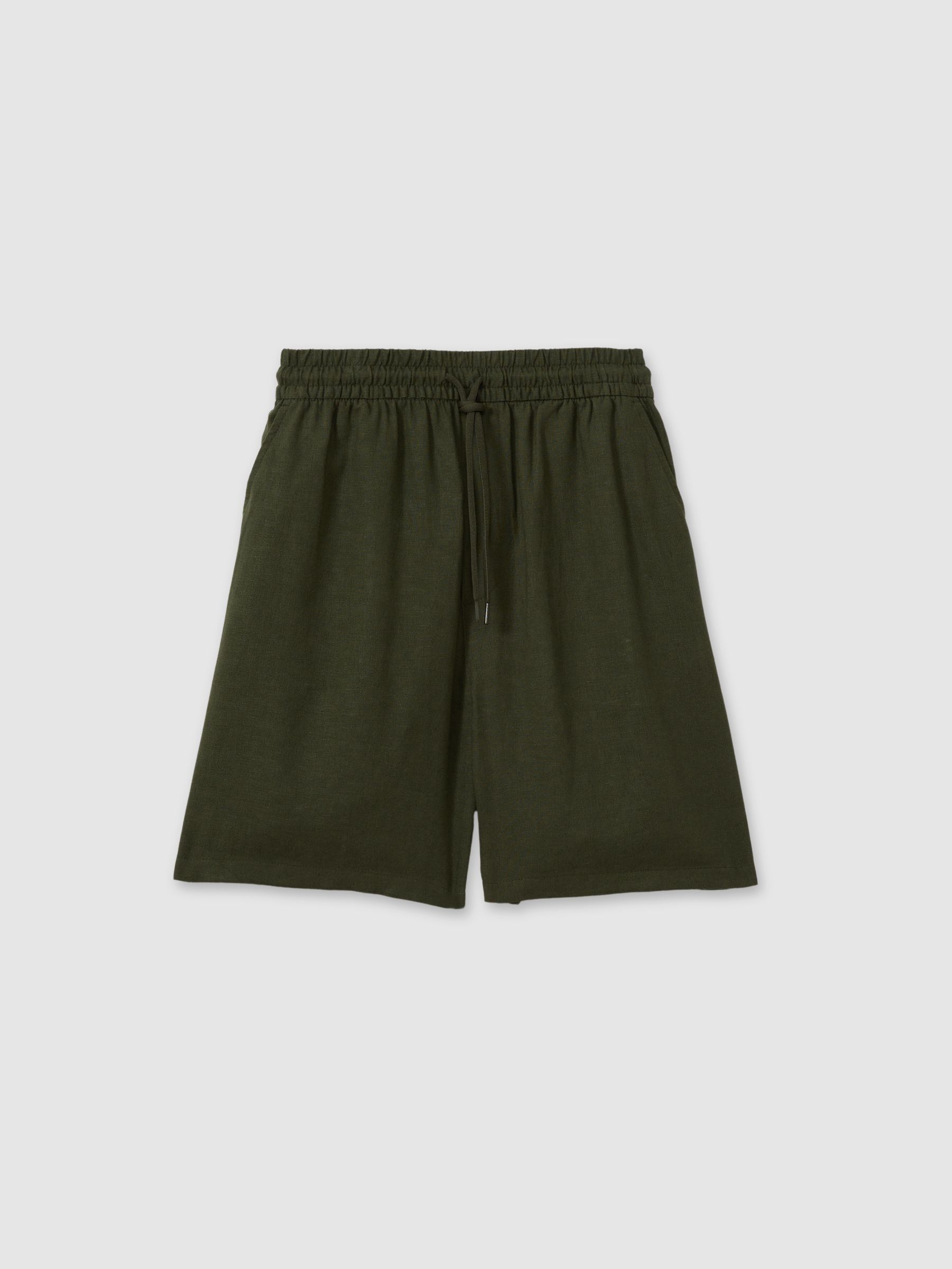 Otto Linen Forest Green Les Deux Forest Green Linen Blend Drawstring Shorts - Image 2 of 6