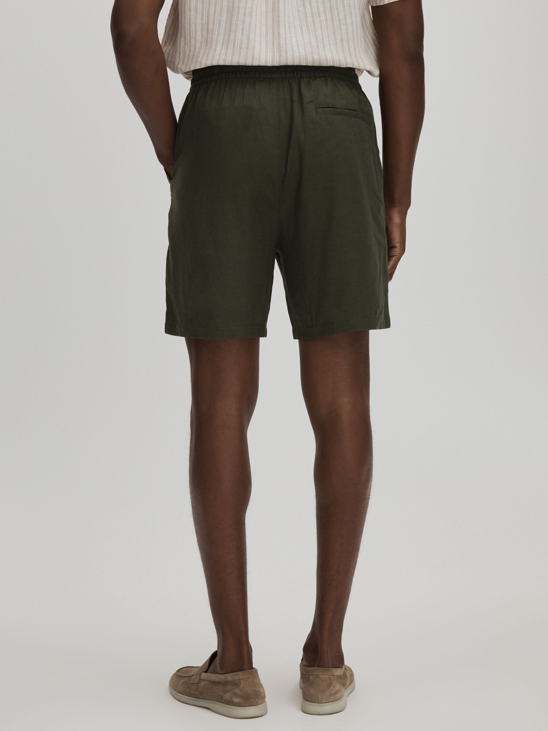 Otto Linen Forest Green Les Deux Forest Green Linen Blend Drawstring Shorts - Image 5 of 6