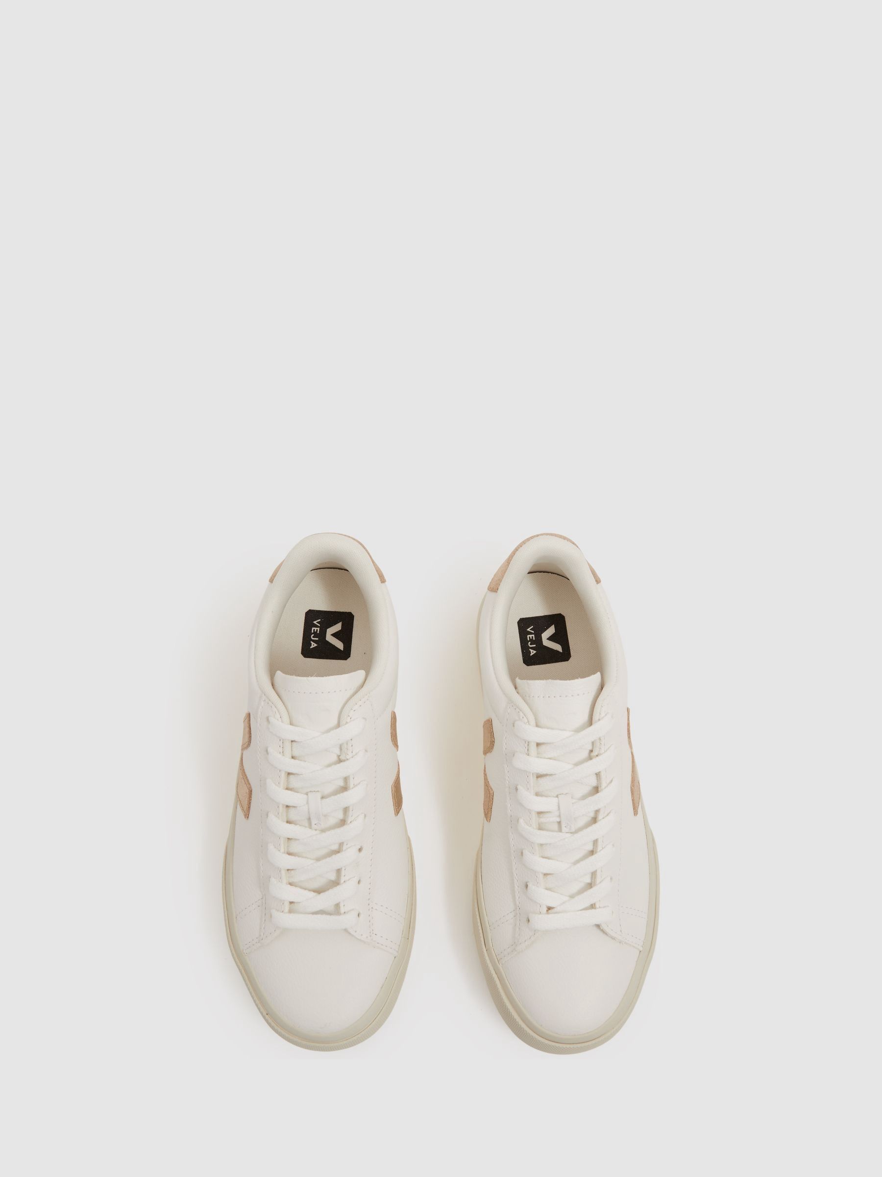 Campo White/Gold Veja Leather Metallic Logo Trainers - Image 2 of 4