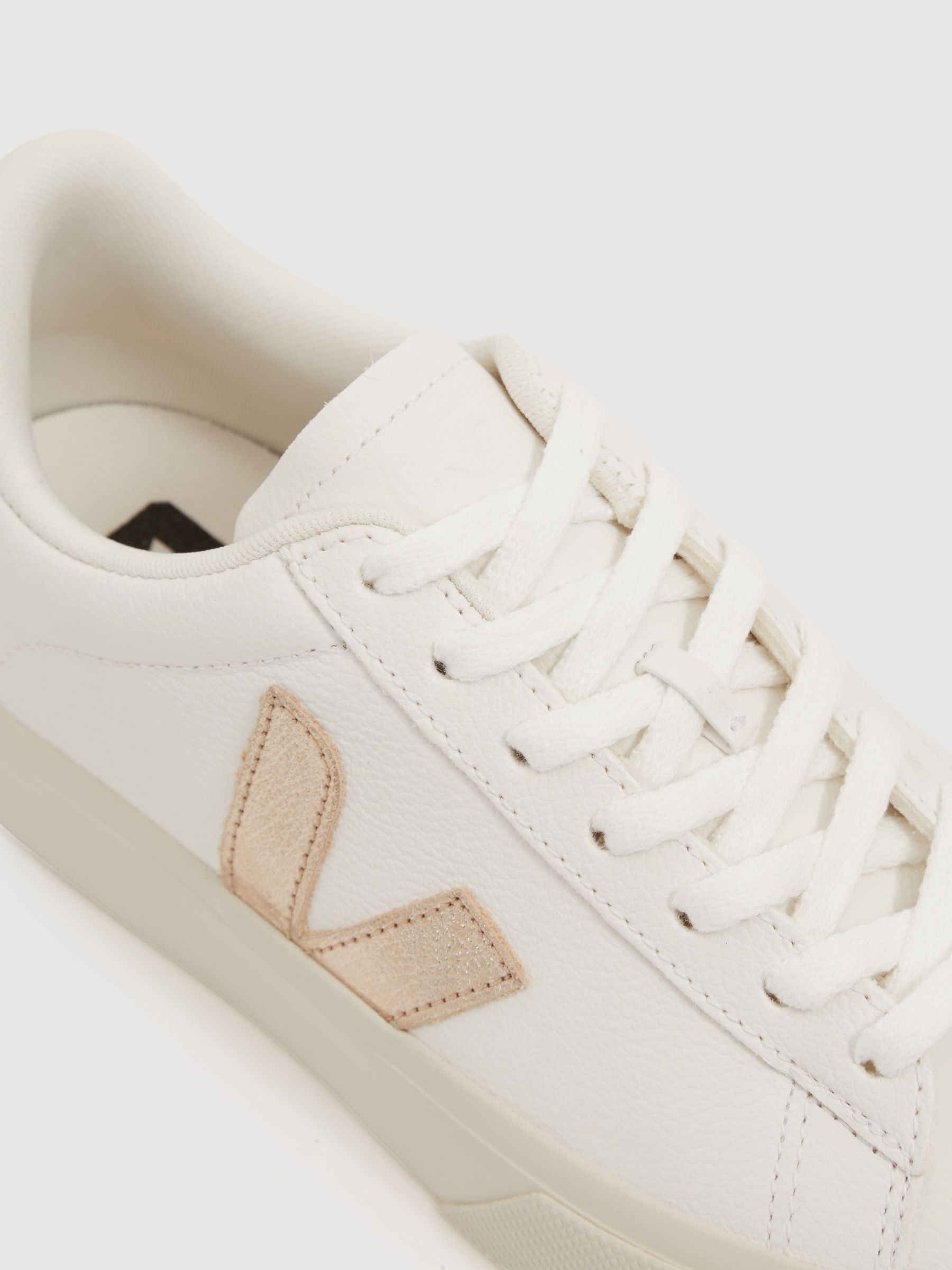 Campo White/Gold Veja Leather Metallic Logo Trainers - Image 3 of 4