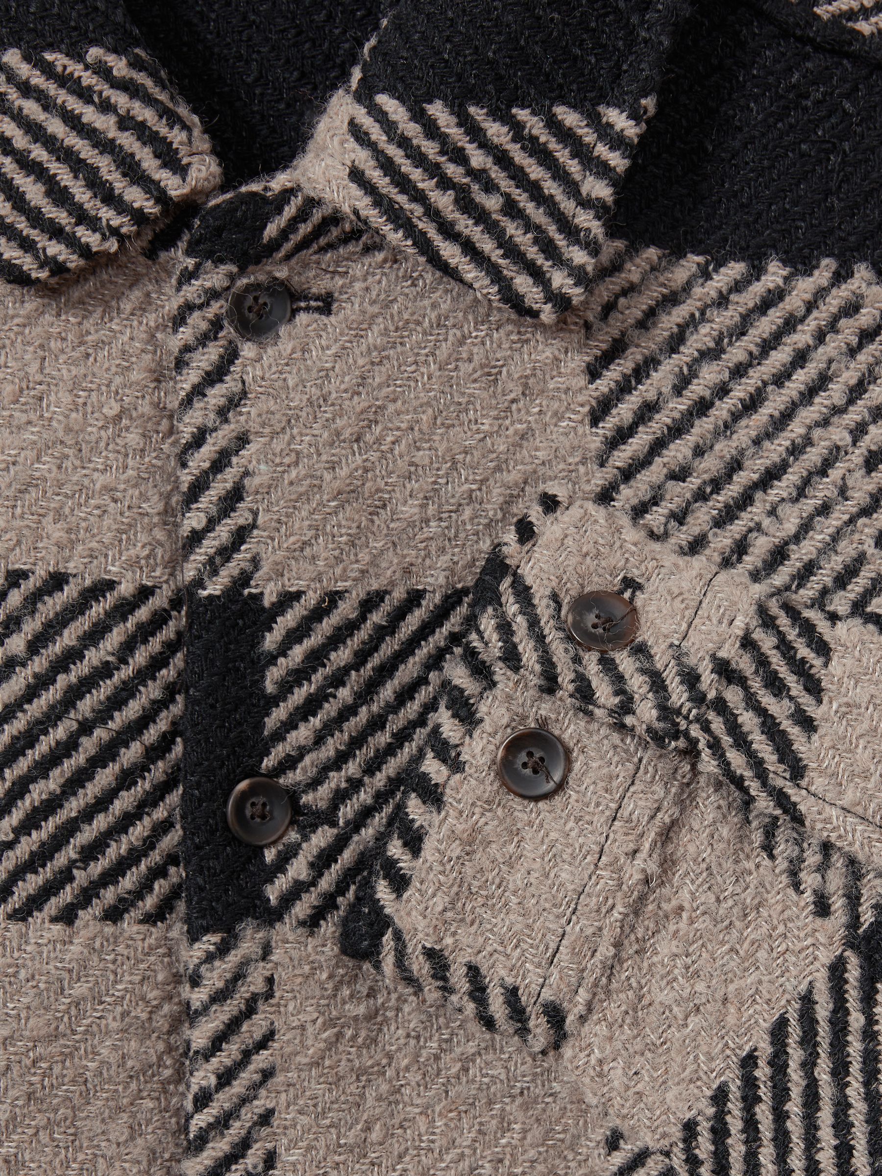 Les Deux Wool-Blend Check Bouclé Overshirt in Taupe/Black - Image 6 of 6