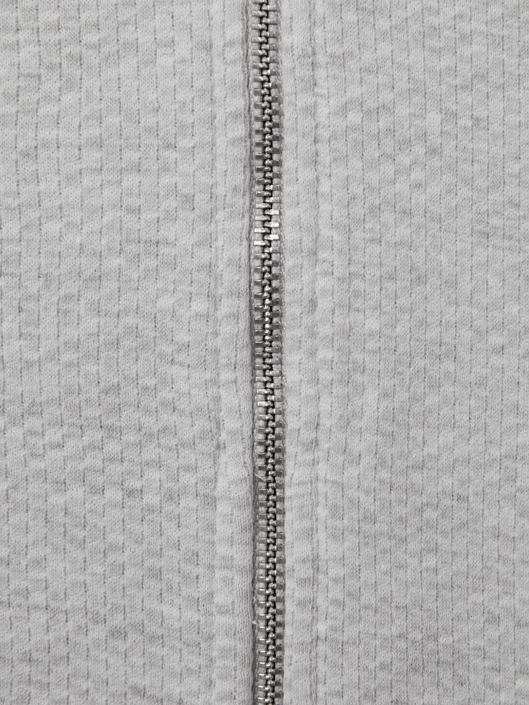 3-9 yrs Cotton Blend Textured Zip-Front Hoodie in Grey Melange - Image 4 of 4