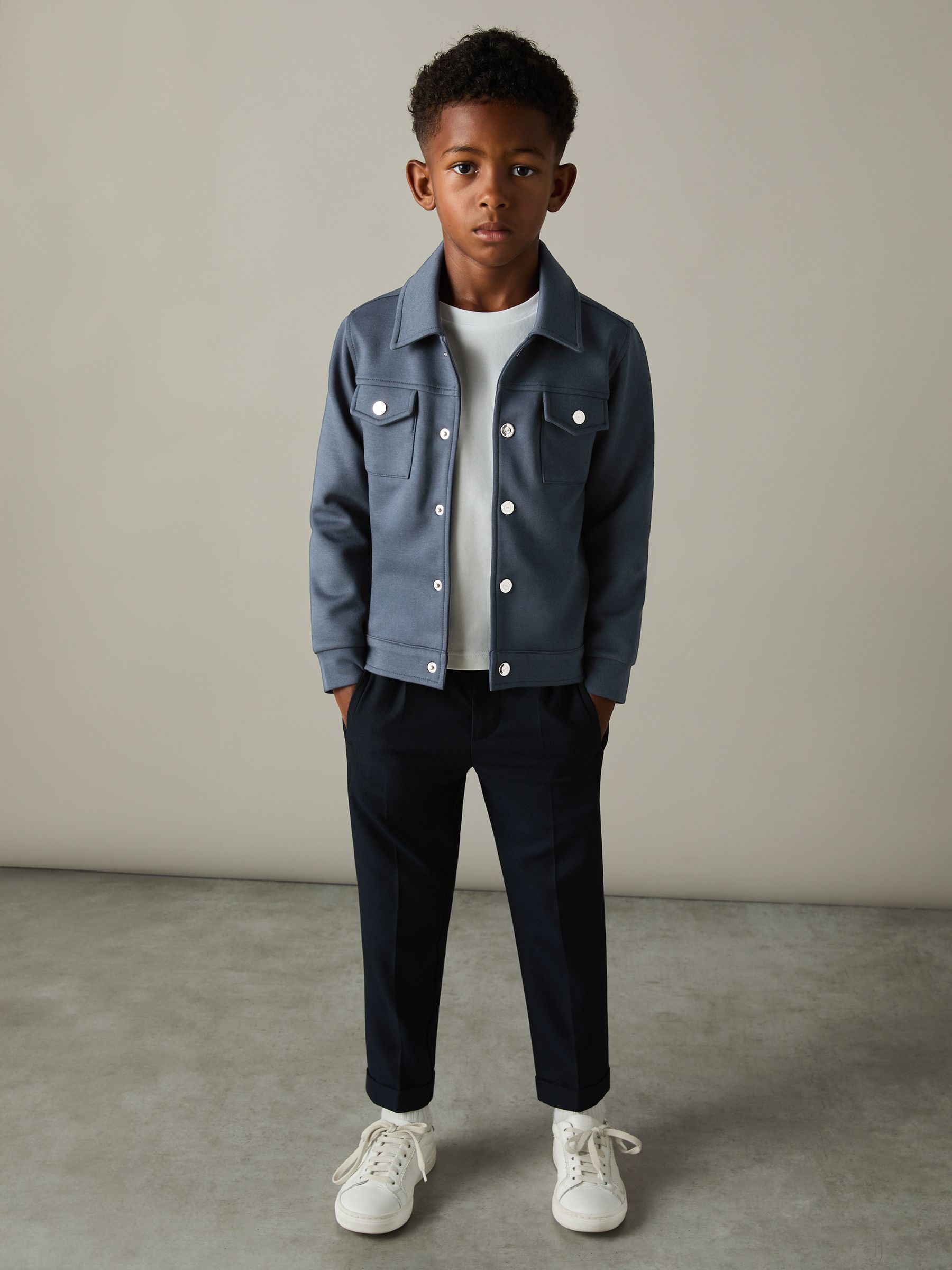 13-14 yrs Interlock-Jersey Overshirt in Dark Diesel Blue - Image 2 of 4