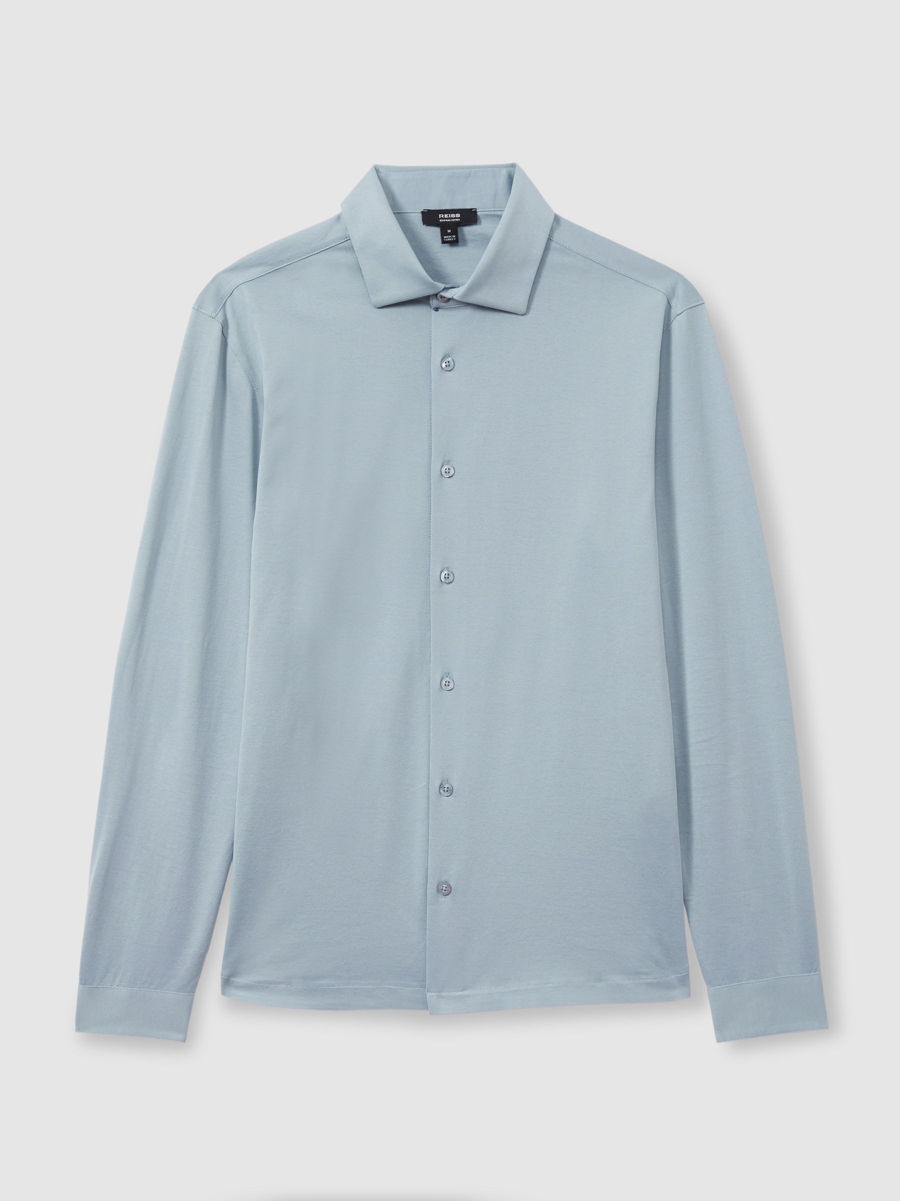 Mercerised Cotton Jersey Shirt in Soft Blue - Image 2 of 5