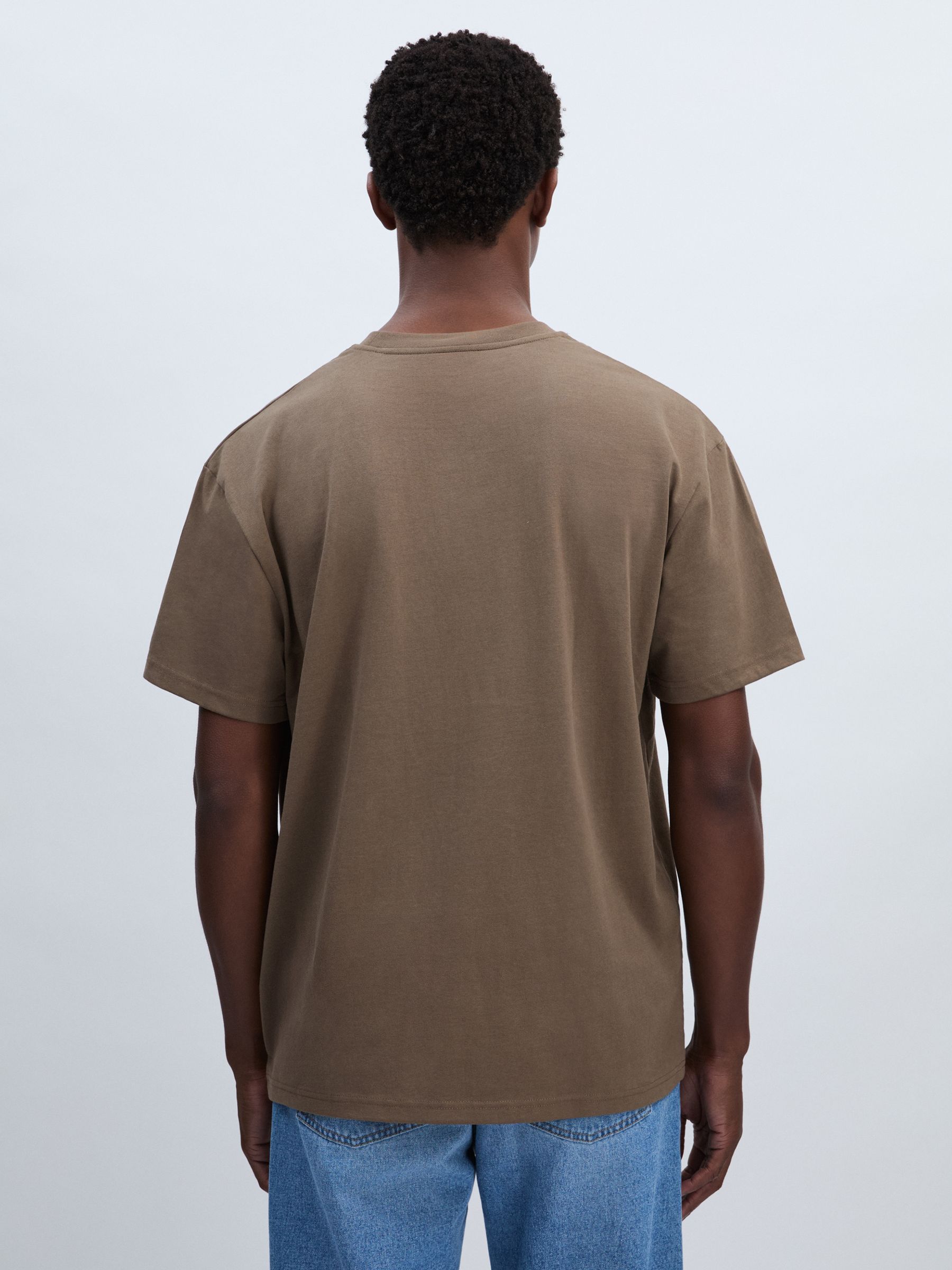 Les Deux Cotton-Blend Crew-Neck T-Shirt in Grey/Ivory - Image 5 of 6