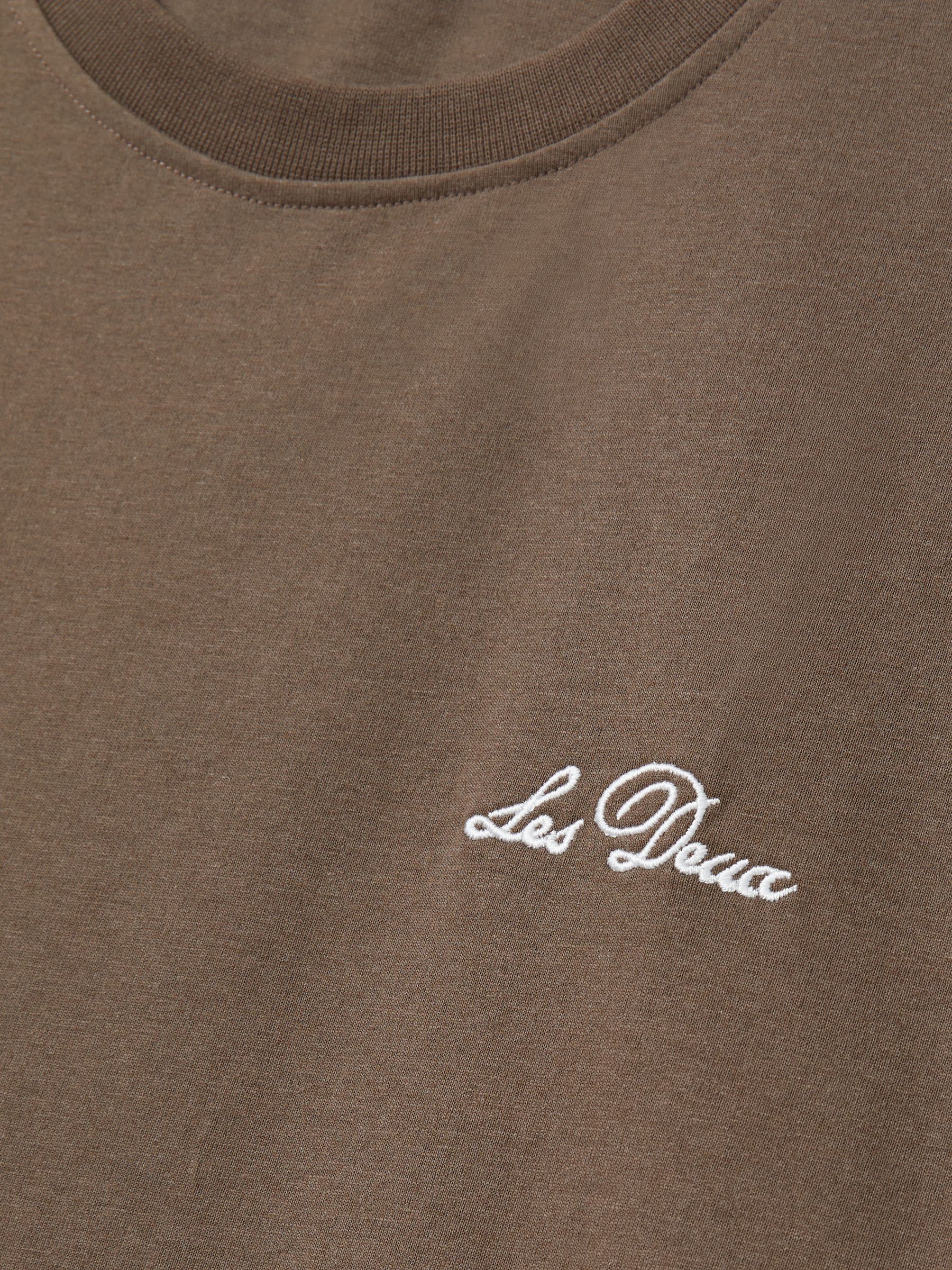 Les Deux Cotton-Blend Crew-Neck T-Shirt in Grey/Ivory - Image 6 of 6