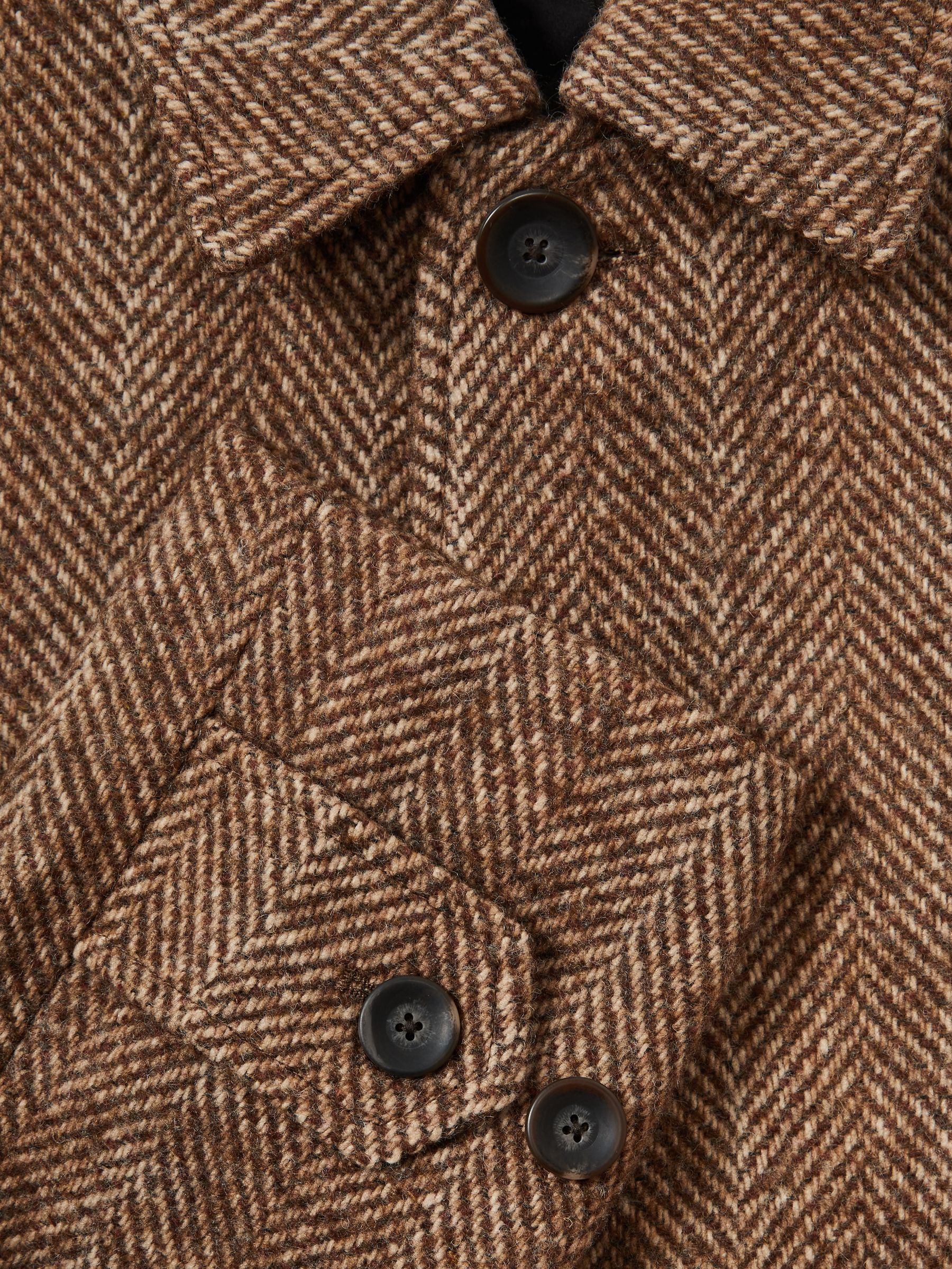 Les Deux Wool-Blend Long Herringbone Coat in Brown/Stone - Image 7 of 7