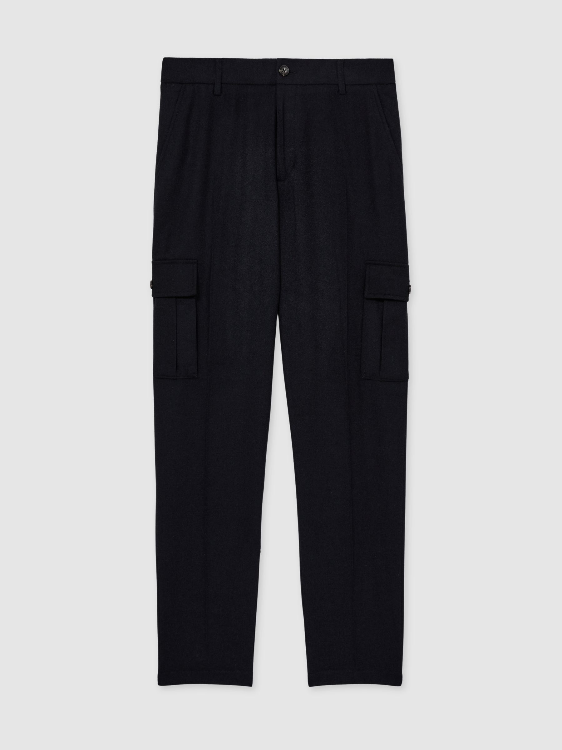 Wool-Blend Cargo Suit Trousers in Navy Melange - Image 2 of 6