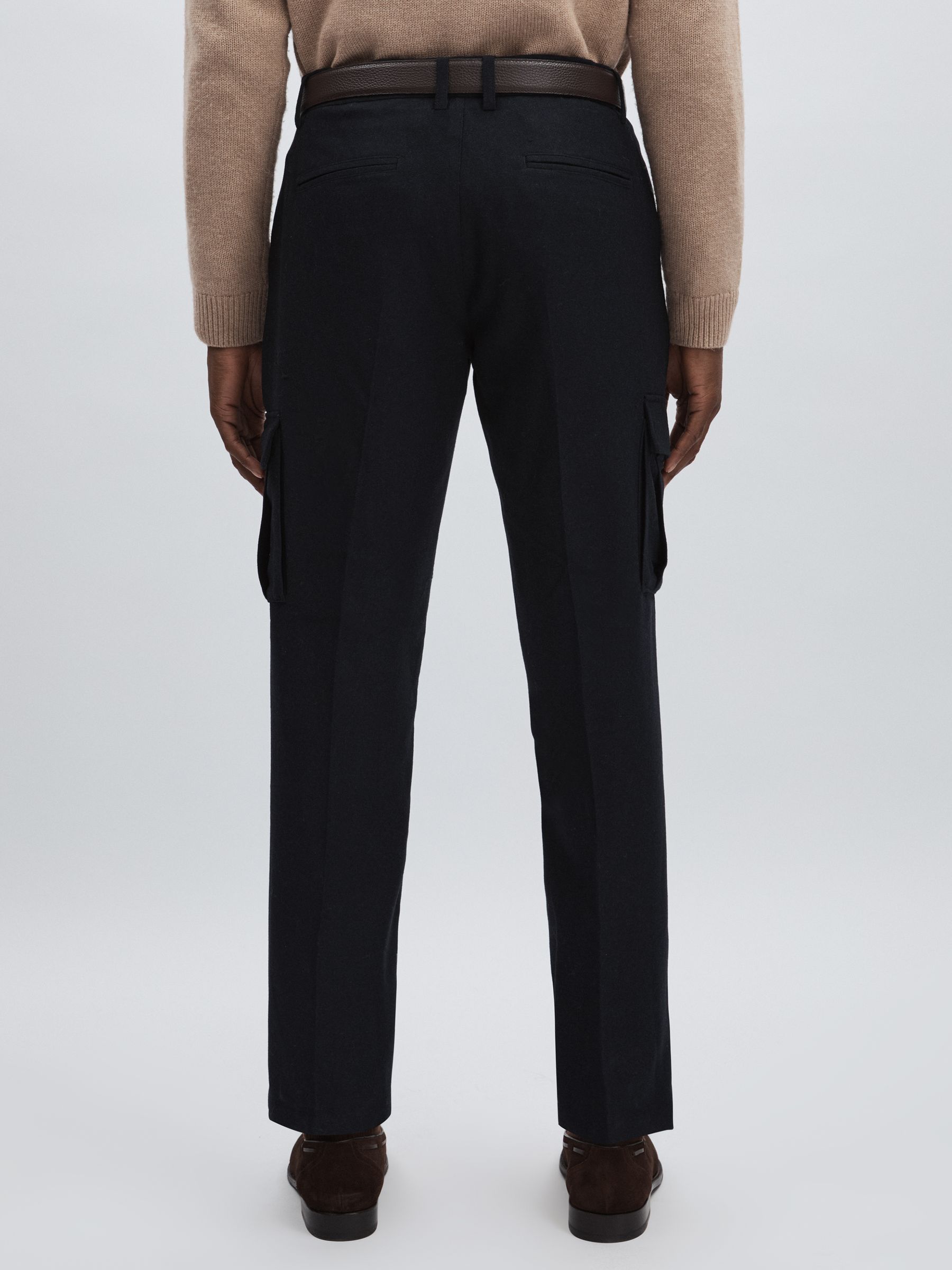 Wool-Blend Cargo Suit Trousers in Navy Melange - Image 5 of 6