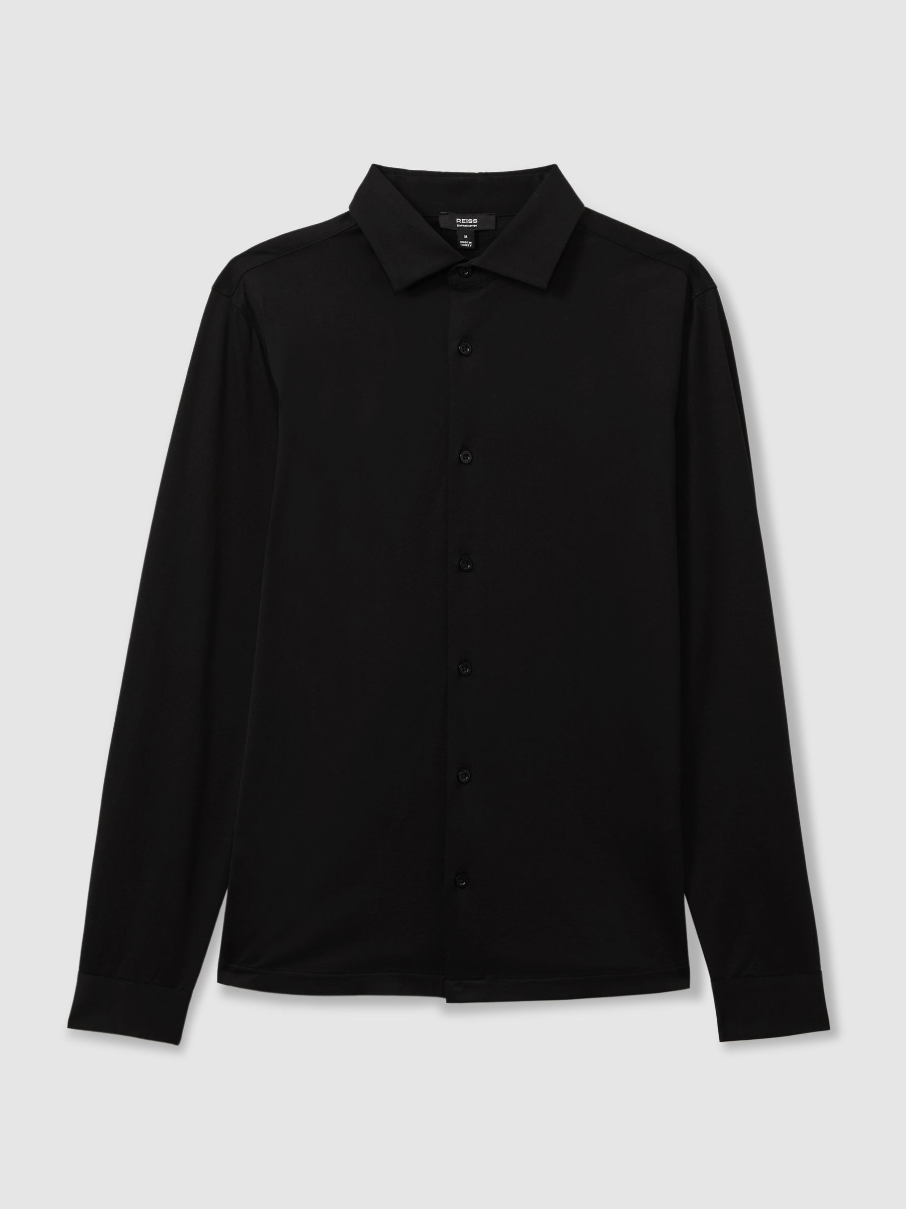 Mercerised Cotton Jersey Shirt in Black - Image 2 of 5