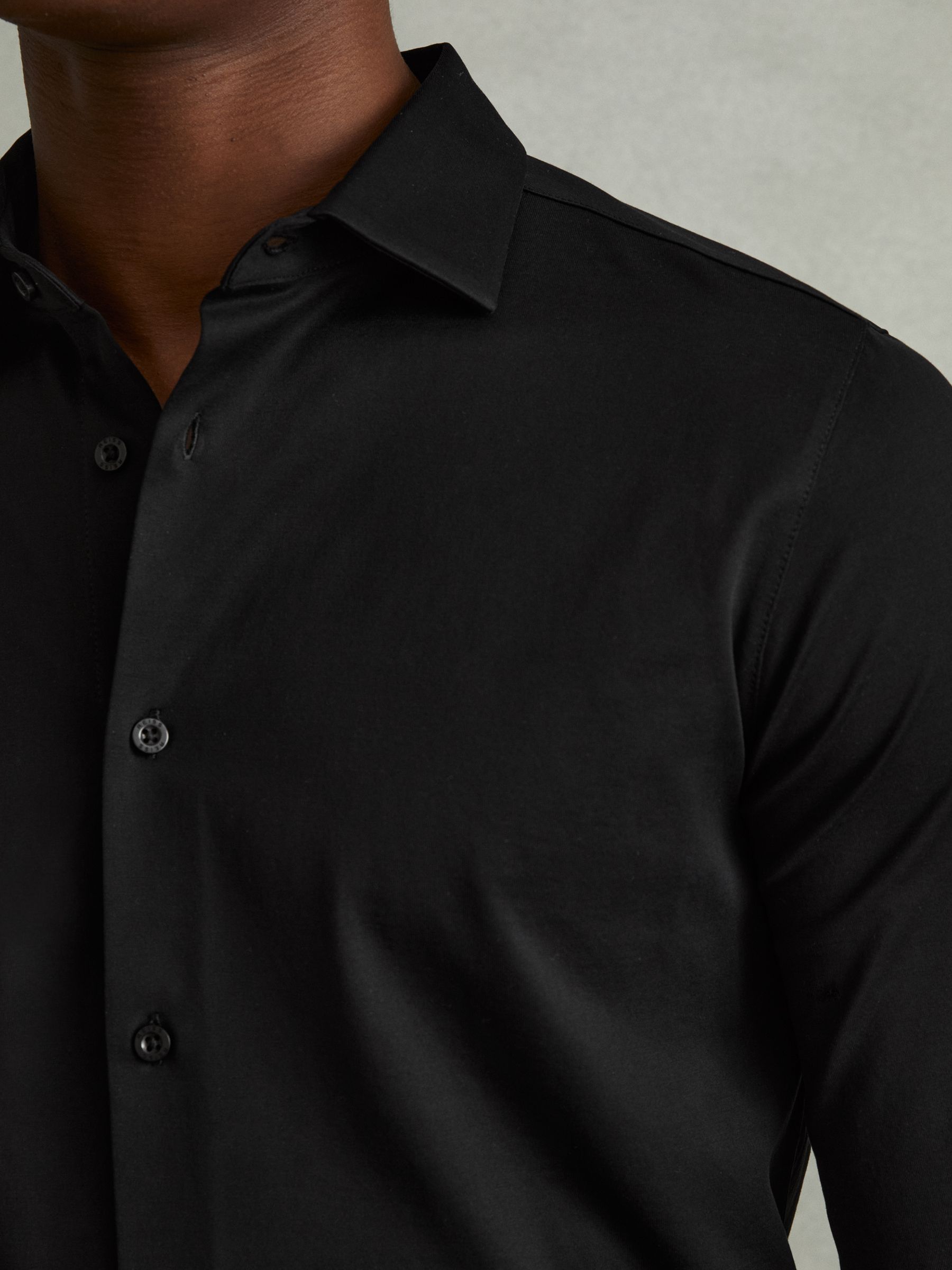 Mercerised Cotton Jersey Shirt in Black - Image 3 of 5