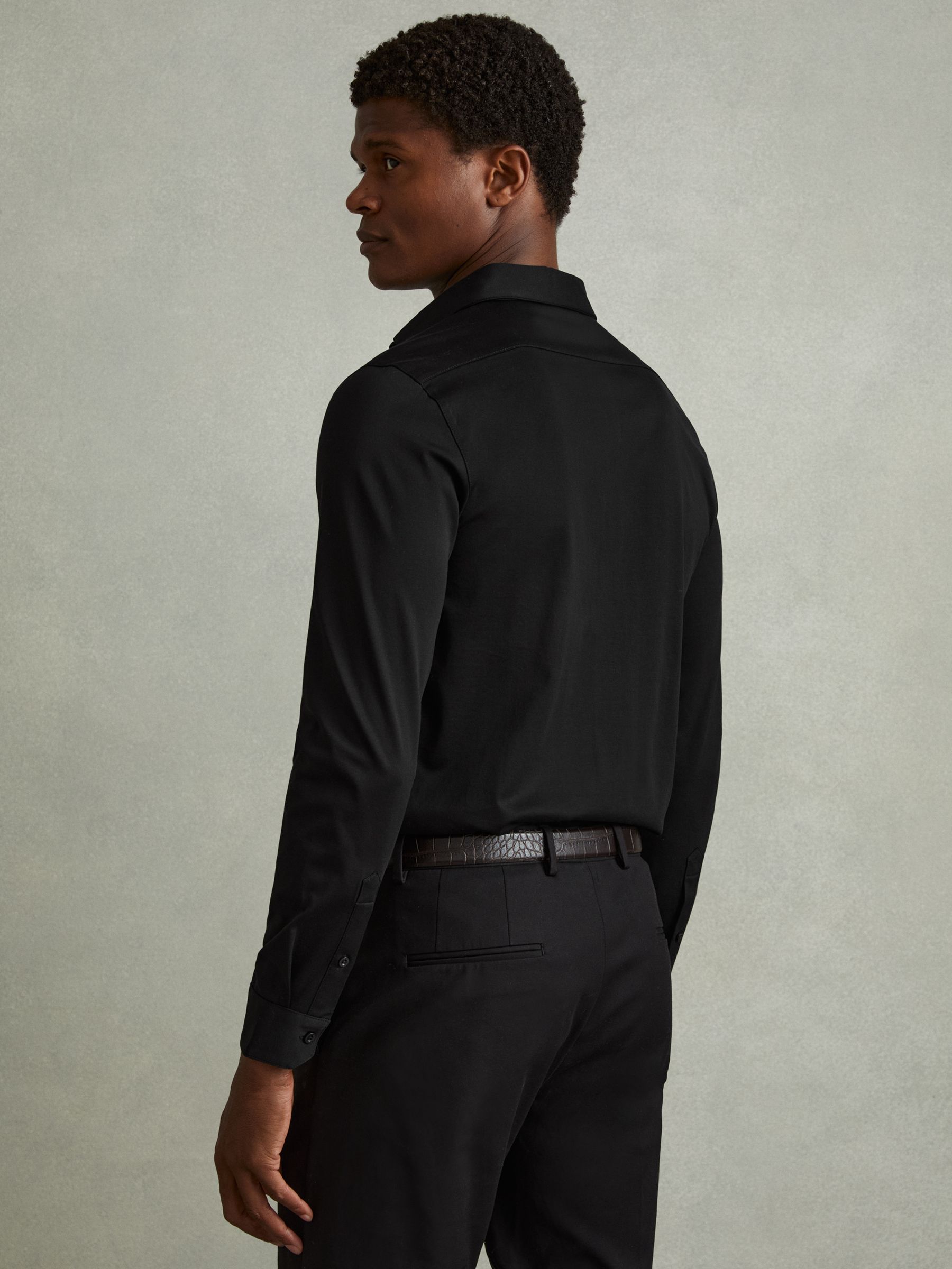 Mercerised Cotton Jersey Shirt in Black - Image 4 of 5