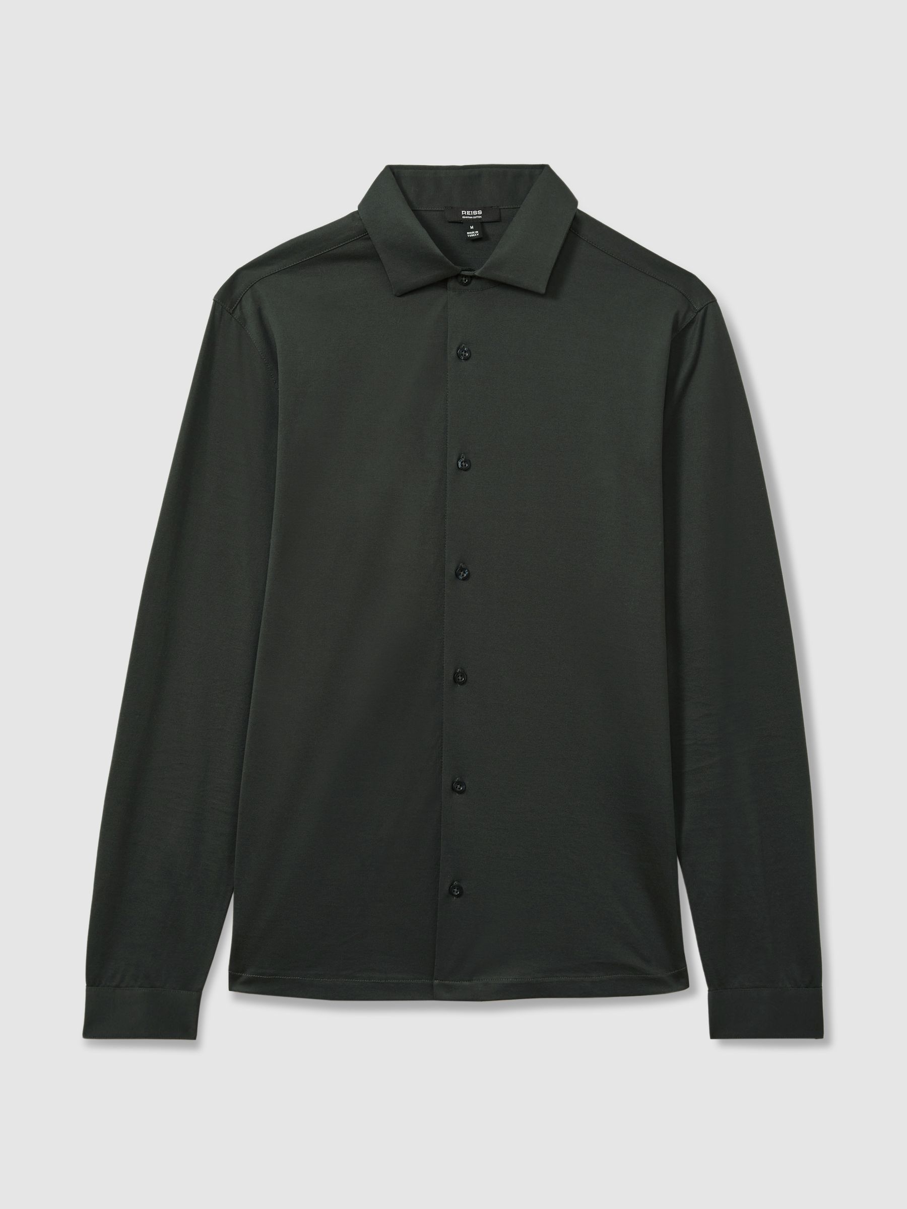 Mercerised Cotton Jersey Shirt in Emerald Green - Image 2 of 6