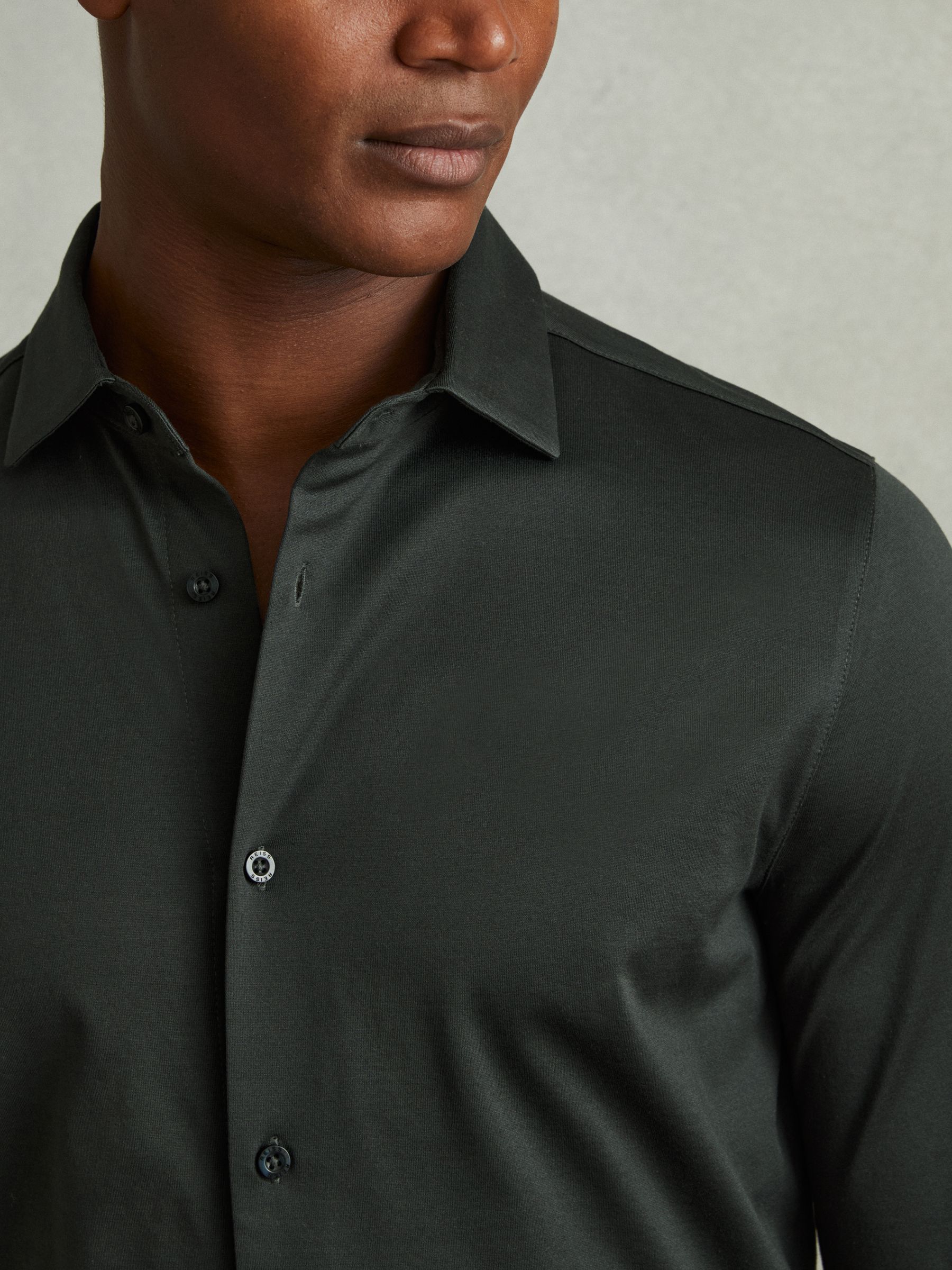 Mercerised Cotton Jersey Shirt in Emerald Green - Image 3 of 6