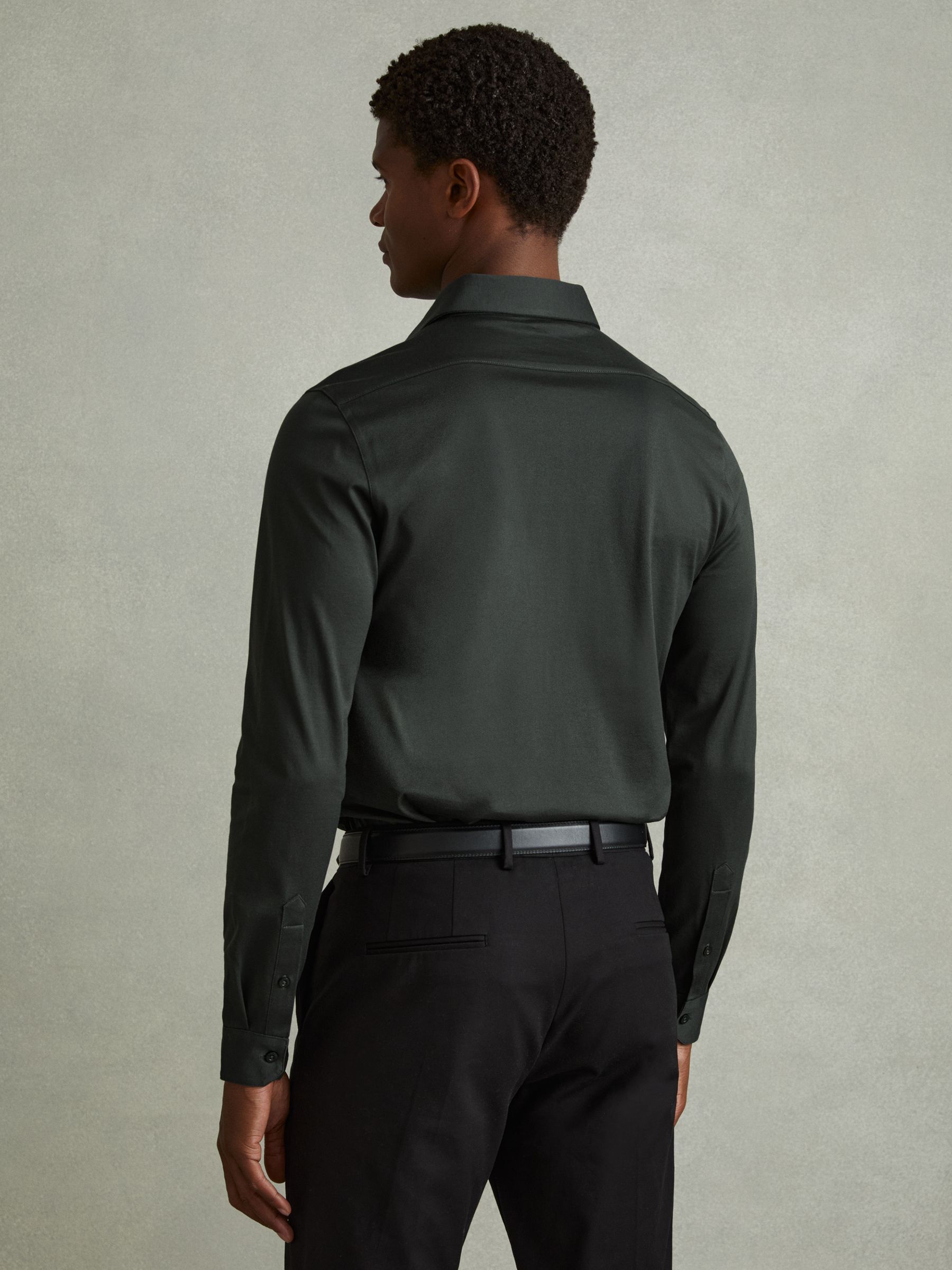 Mercerised Cotton Jersey Shirt in Emerald Green - Image 4 of 6