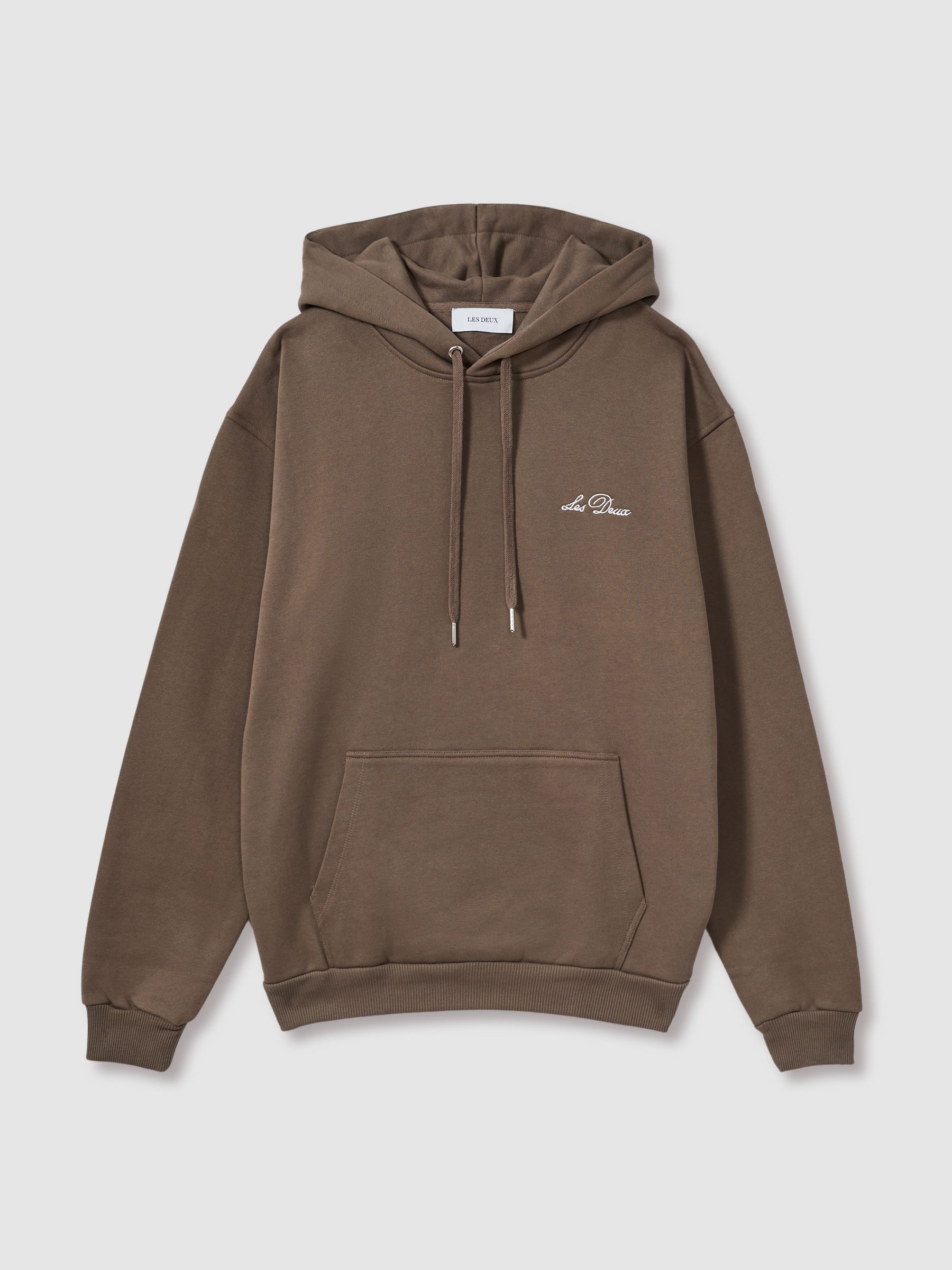 Les Deux Jersey Logo 100% Cotton Hoodie in Grey/Ivory - image 1