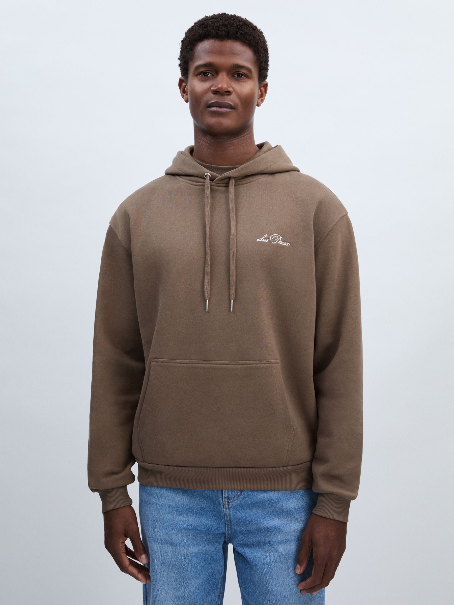 Les Deux Jersey Logo 100% Cotton Hoodie in Grey/Ivory - image 3
