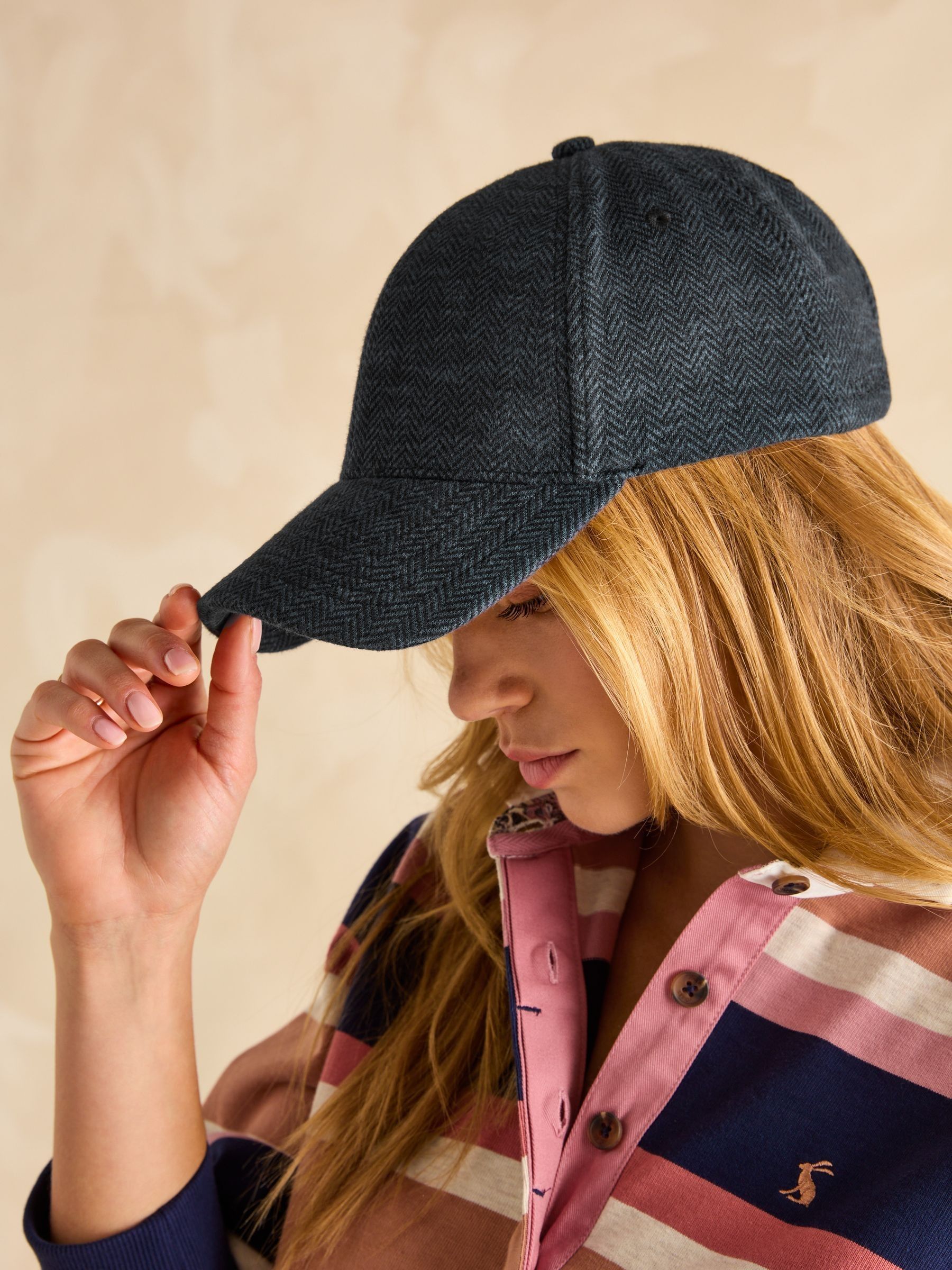 Daley Navy Herringbone Cap - Image 2 of 7 Daley Navy Herringbone Cap - Image 2 of 7