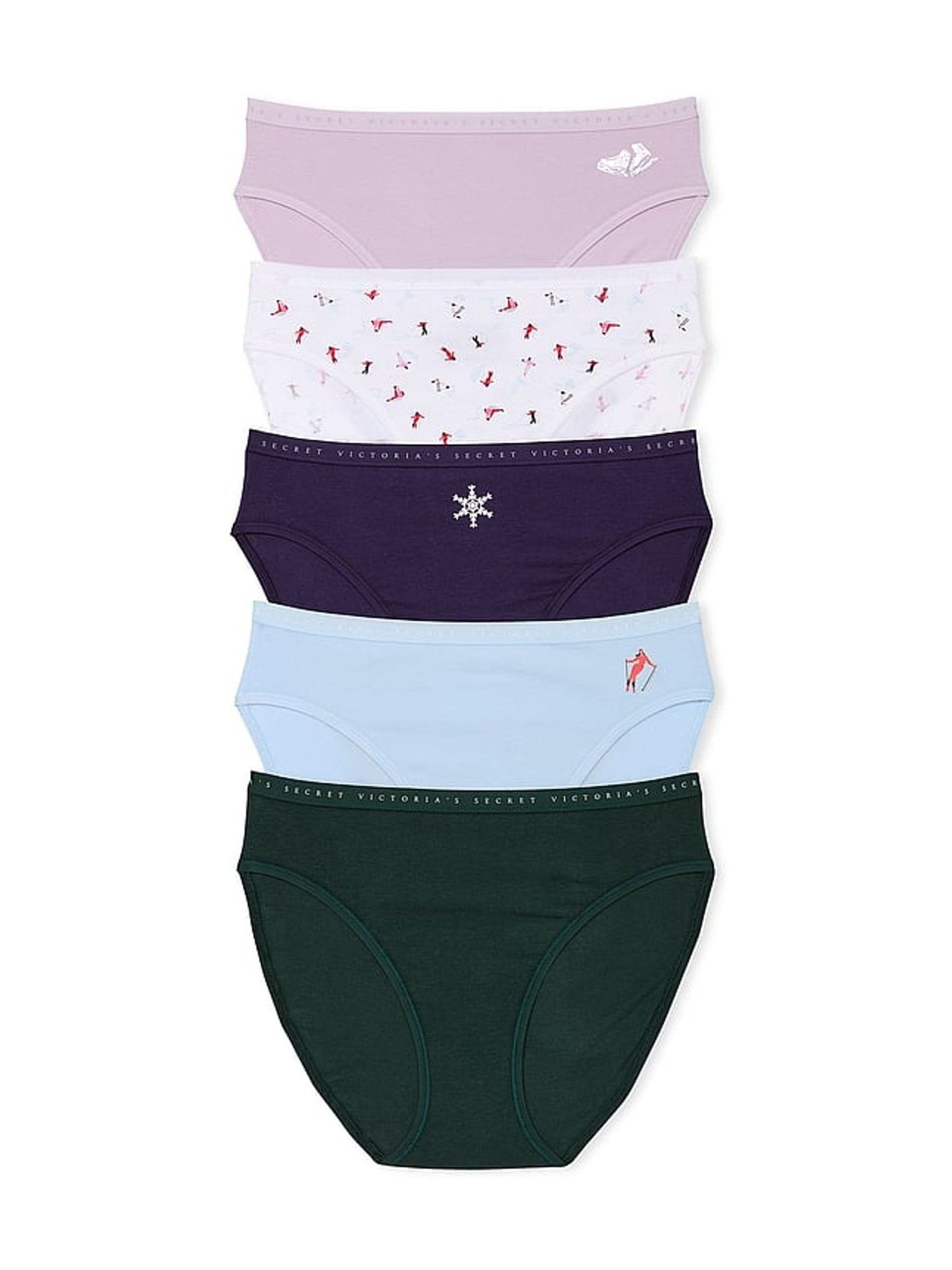 Purple/White/Blue/Green Brief Logo 5 Pack Knickers - Image 1 of 1