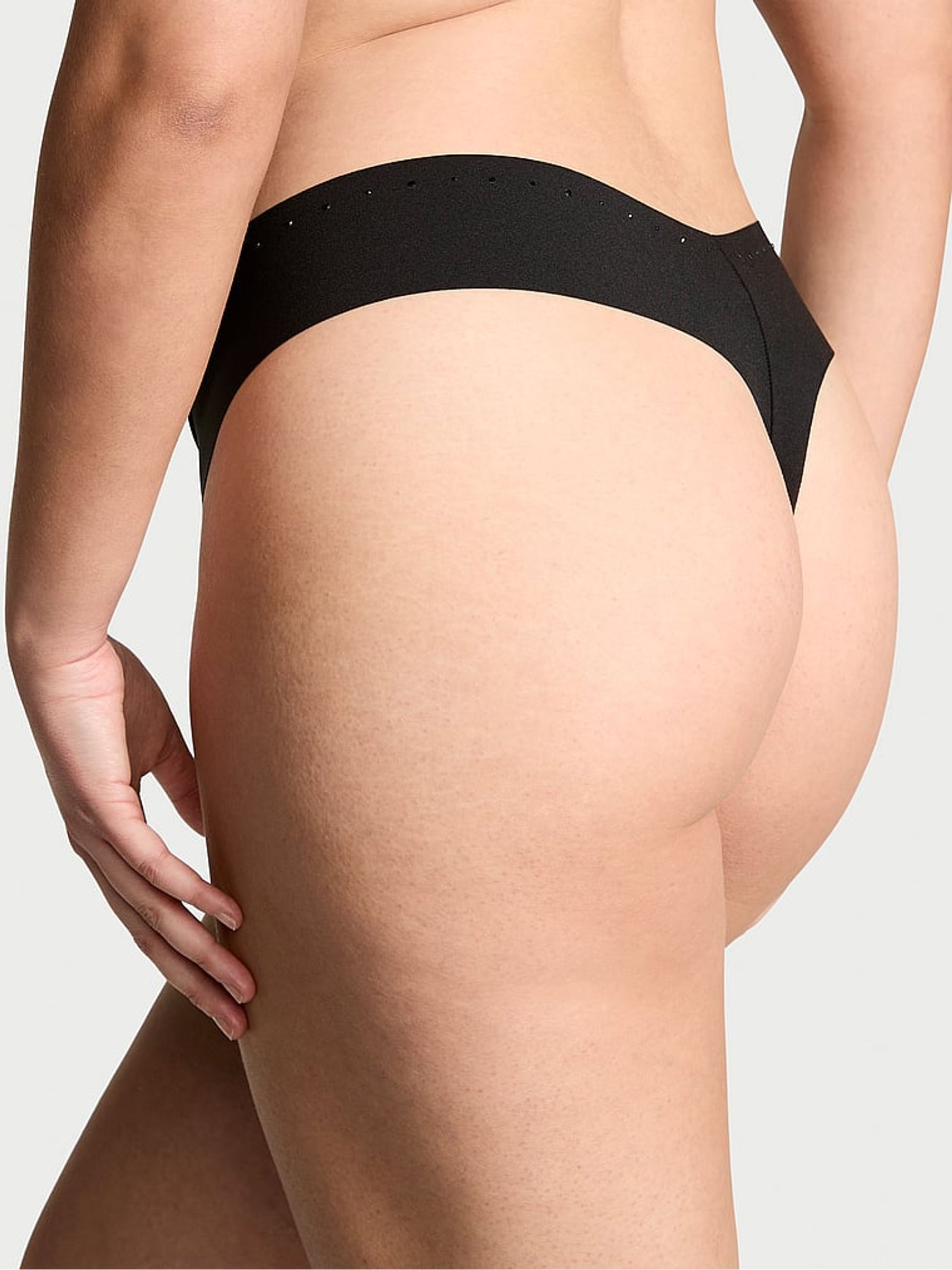 Black Thong Shine Trim Knickers - Image 2 of 3