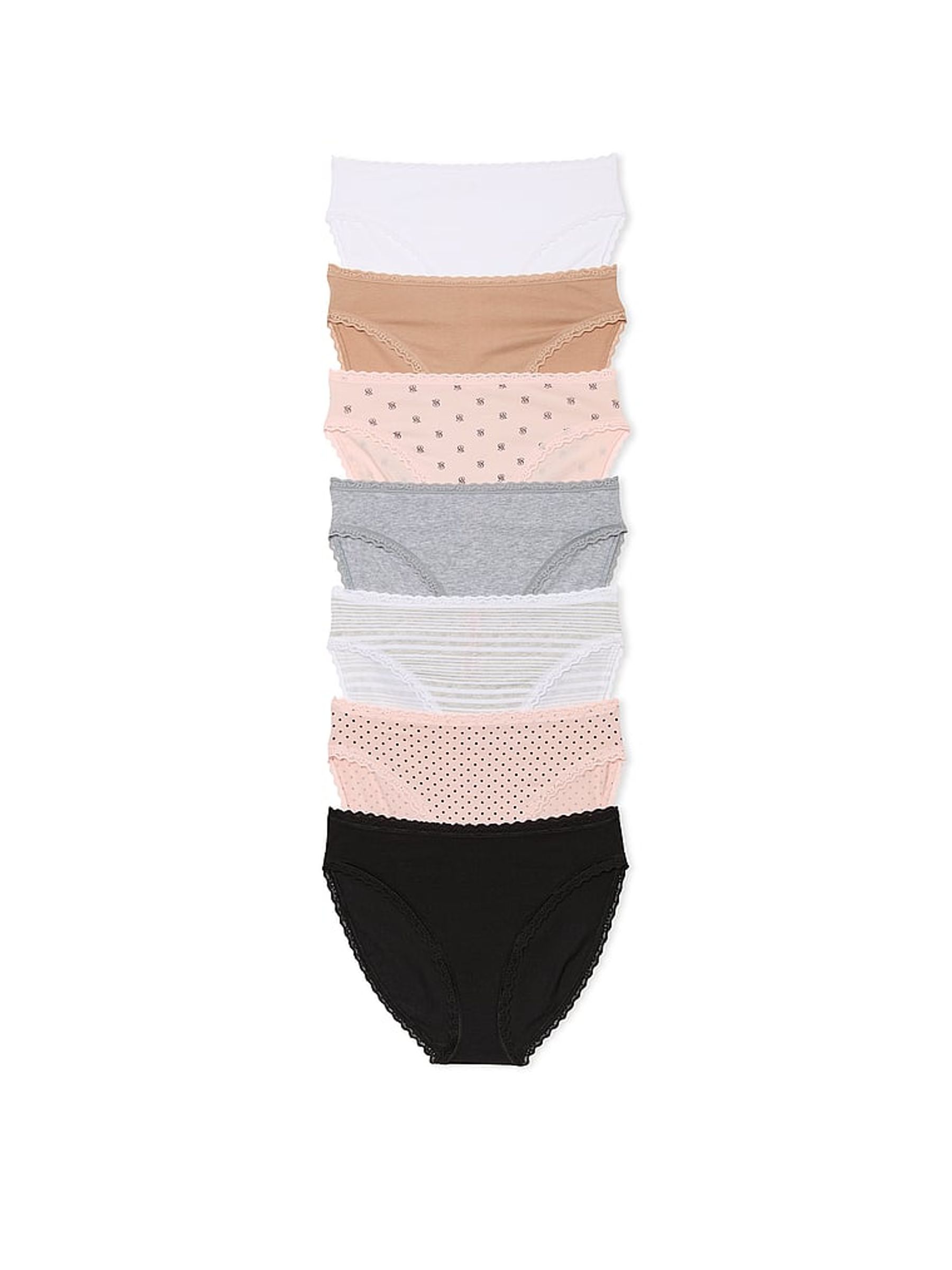 White/Nude/Pink/Black/Grey Brief Logo 7 Pack Knickers - Image 1 of 1