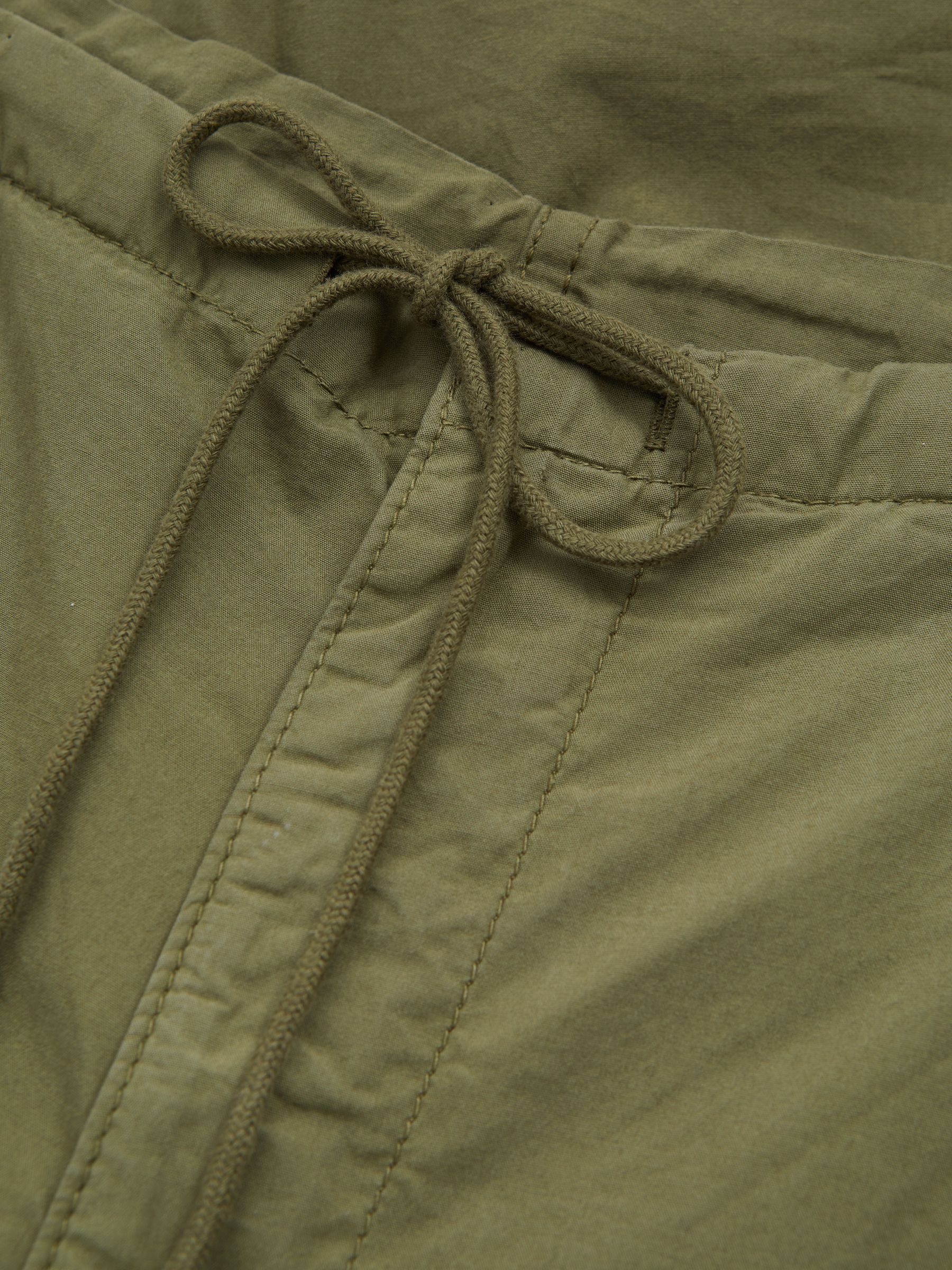 Tapered Drawstring Cotton Combat Trousers in Khaki - Image 6 of 6