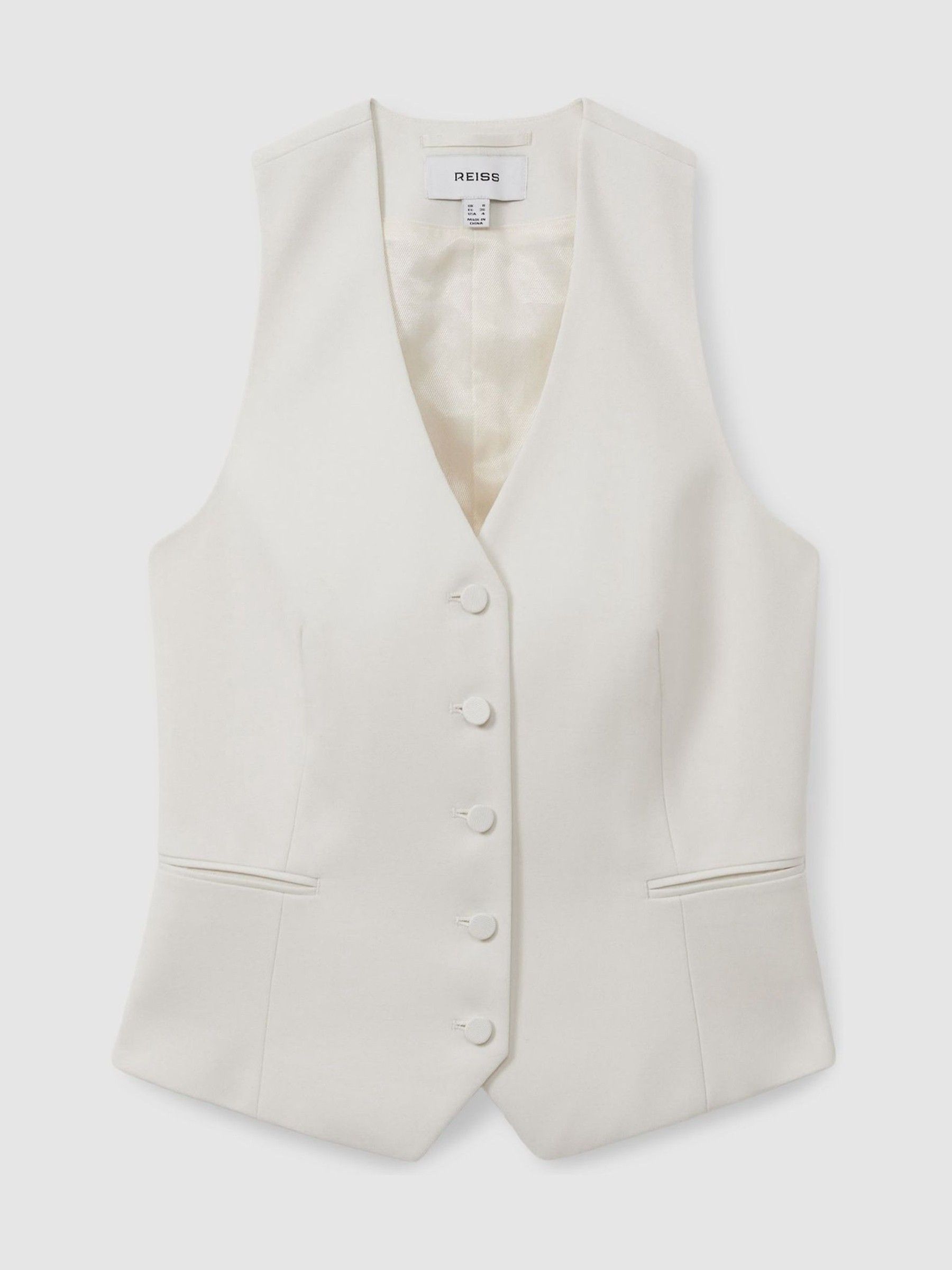 Leanna White Wool Blend Single Breasted Tux Waistcoat - Image 2 of 6