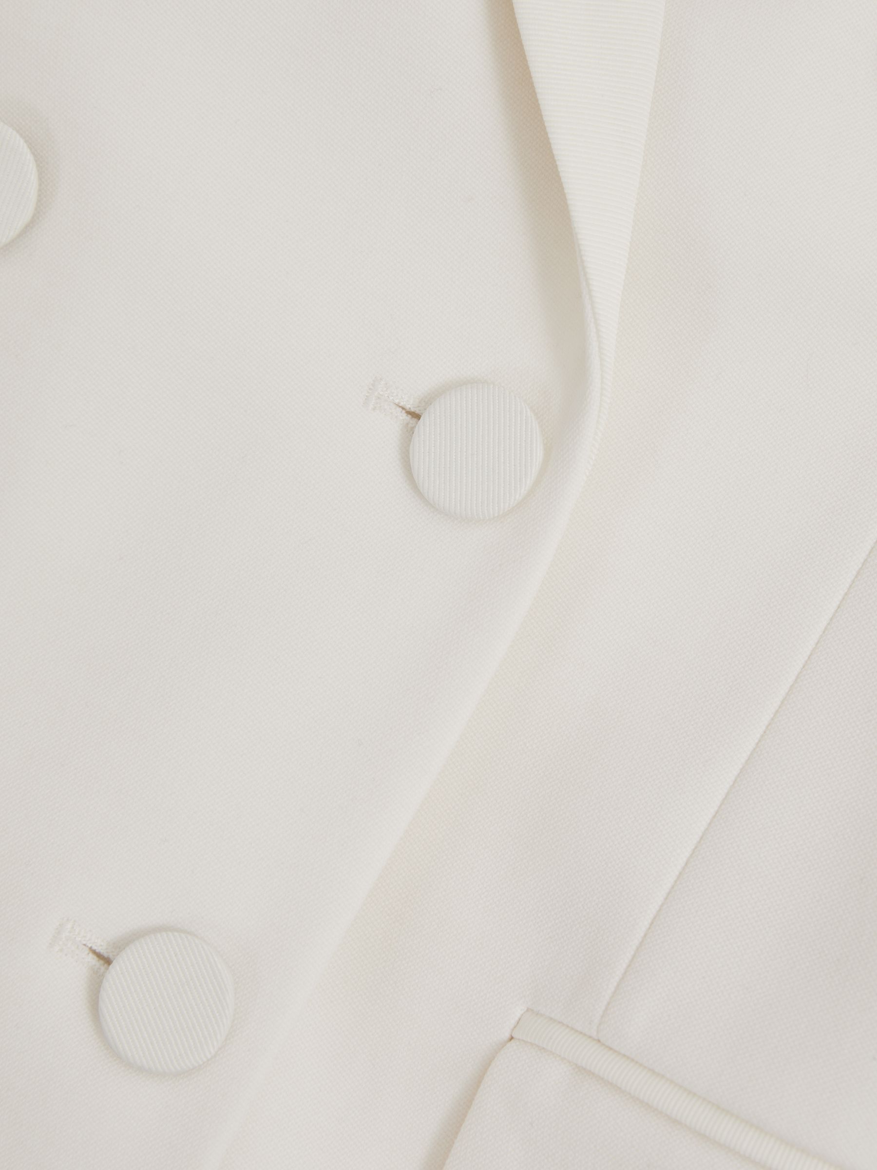 Wool Blend Double Breasted Tux Blazer in White - Image 6 of 6