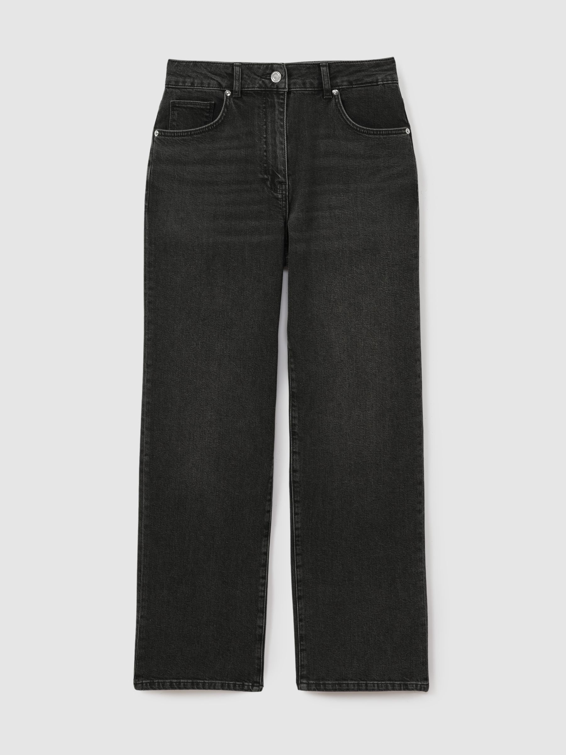 Mid Rise Straight Leg Jeans in Washed Black - Image 2 of 5
